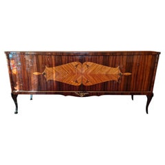 French Regence Style Rosewood Enfilade Sideboard, Marquetry, 1950s