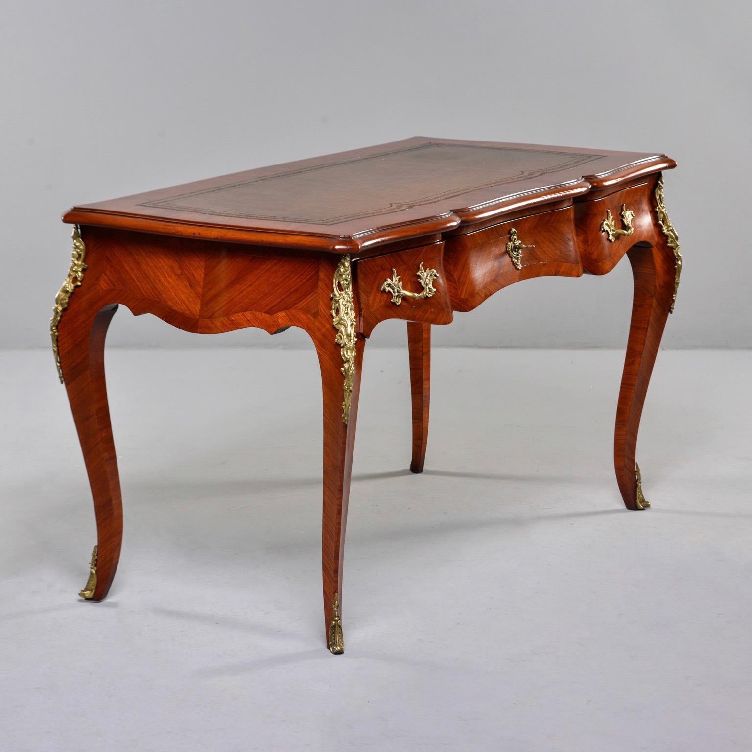 French Regence Style Walnut Desk with New Leather 9