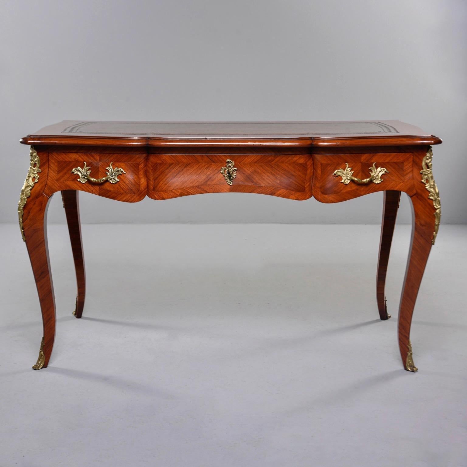 French Regence Style Walnut Desk with New Leather 11