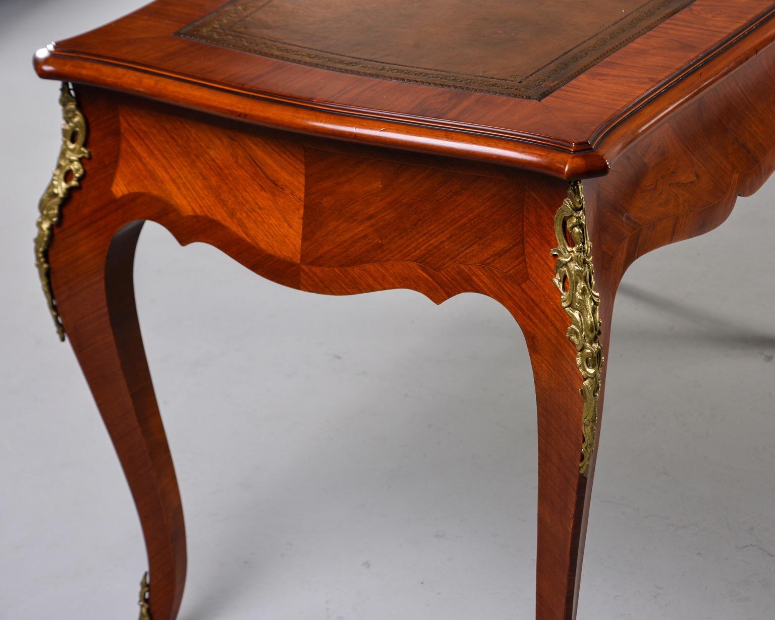 French Regence Style Walnut Desk with New Leather 2