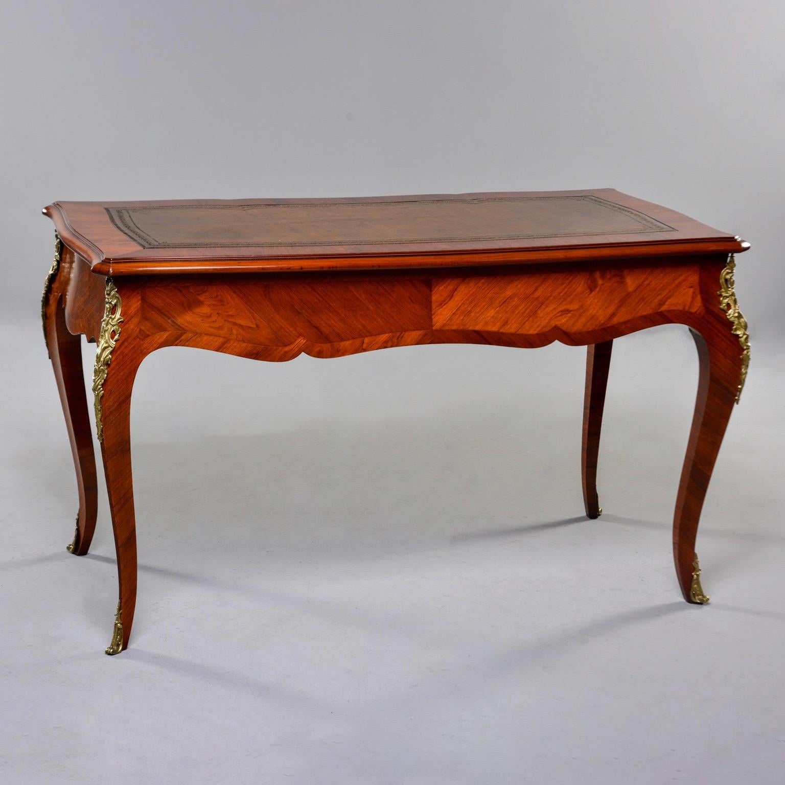 French Regence Style Walnut Desk with New Leather 3