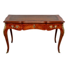 French Regence Style Walnut Desk with New Leather