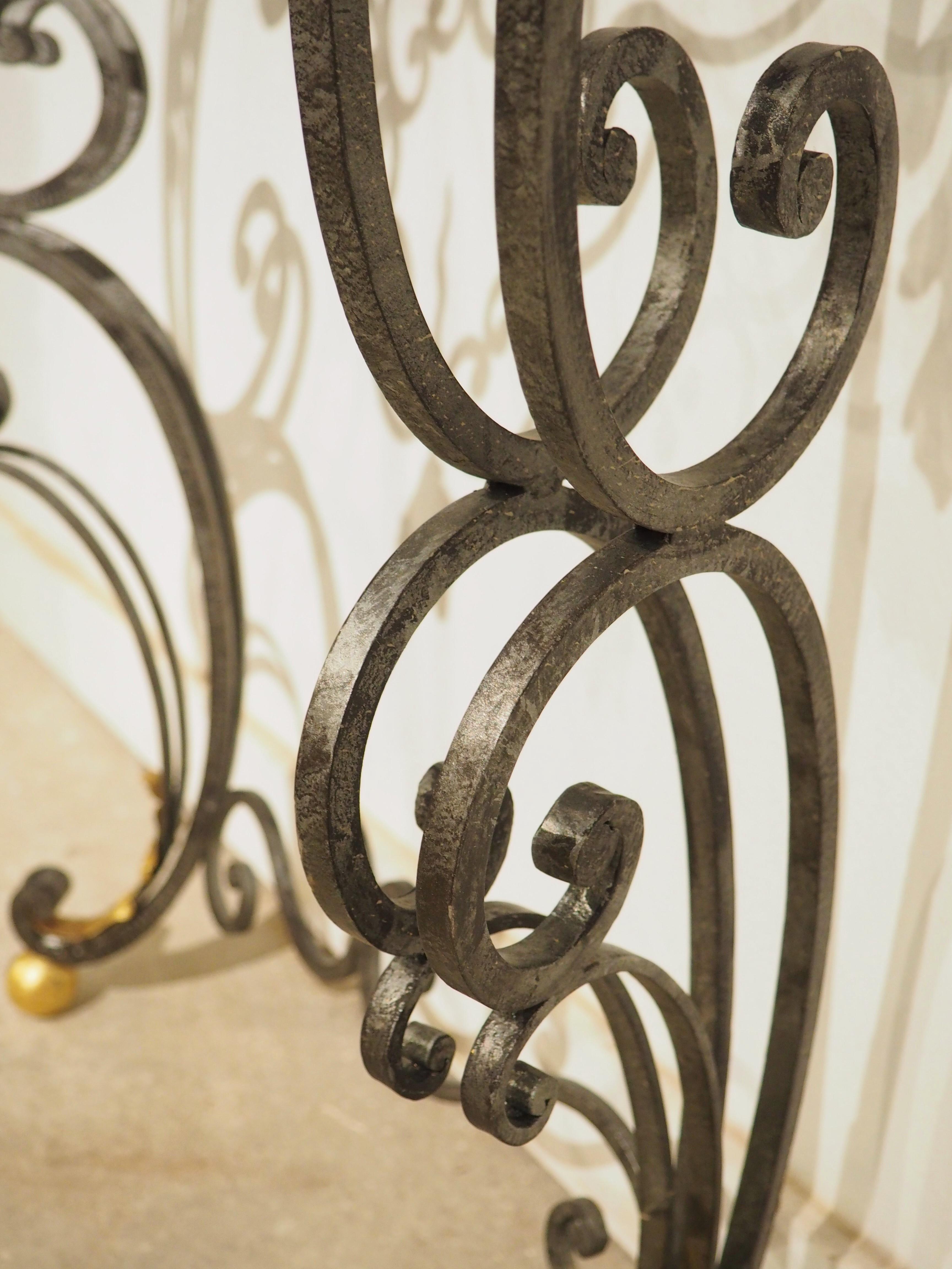 French Regence Style Wrought Iron and Tole Console, Rouge Marble Top ...