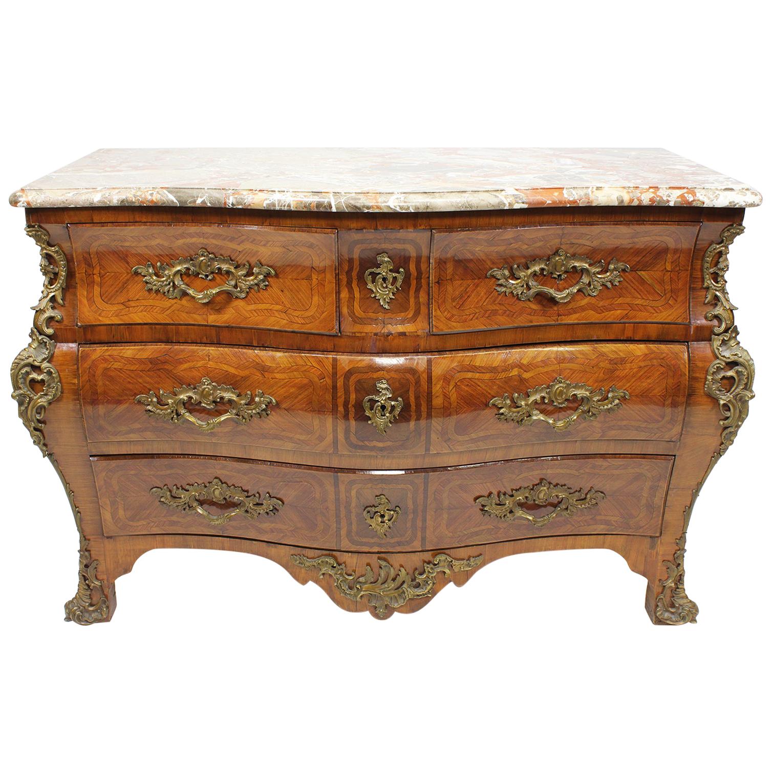 French Regency 19th/20th Century Louis XV/XVI Style Gilt-Bronze Mounted Commode For Sale