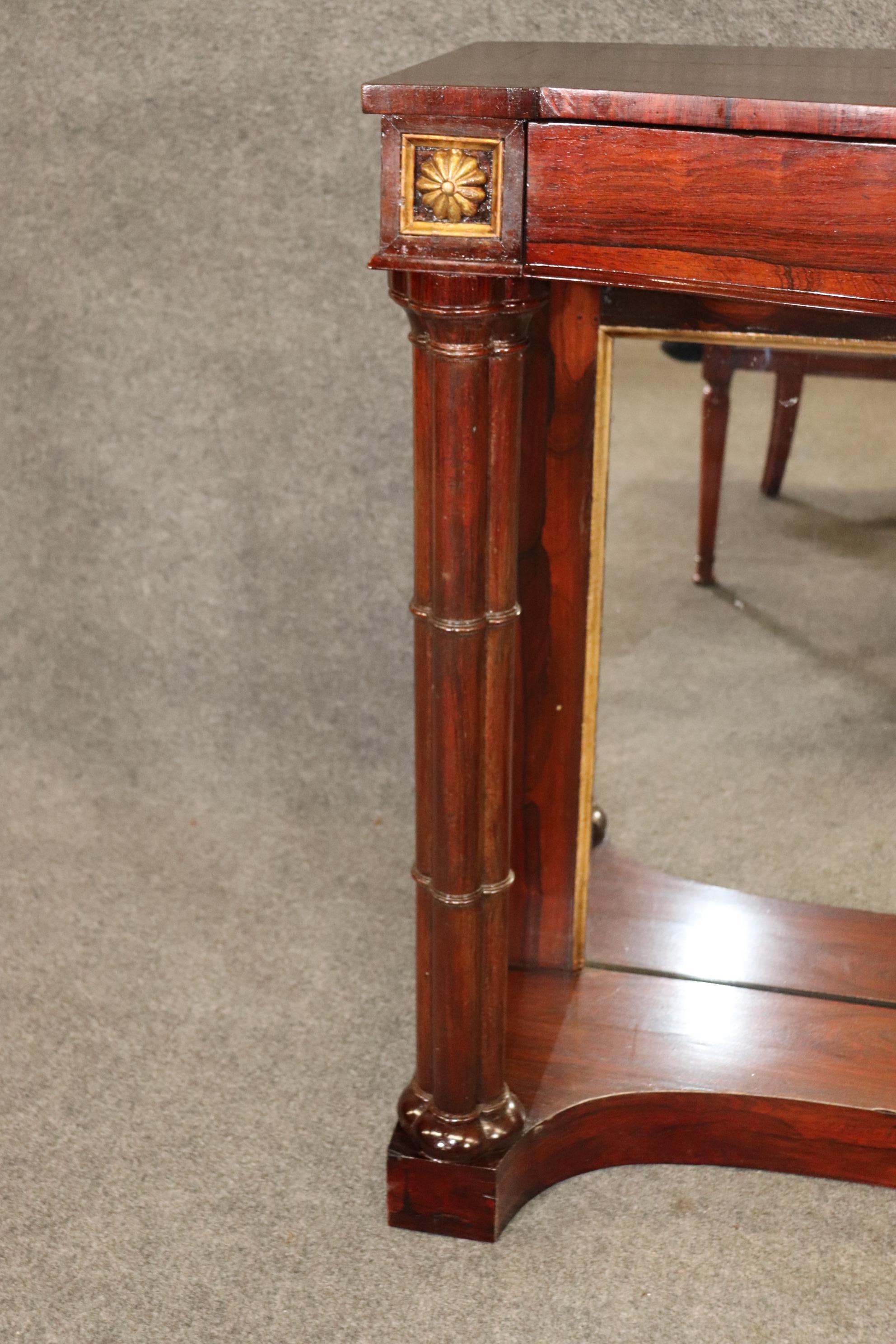 French Regency Banded Rosewood and Mirror Back Console Table, circa 1860 5