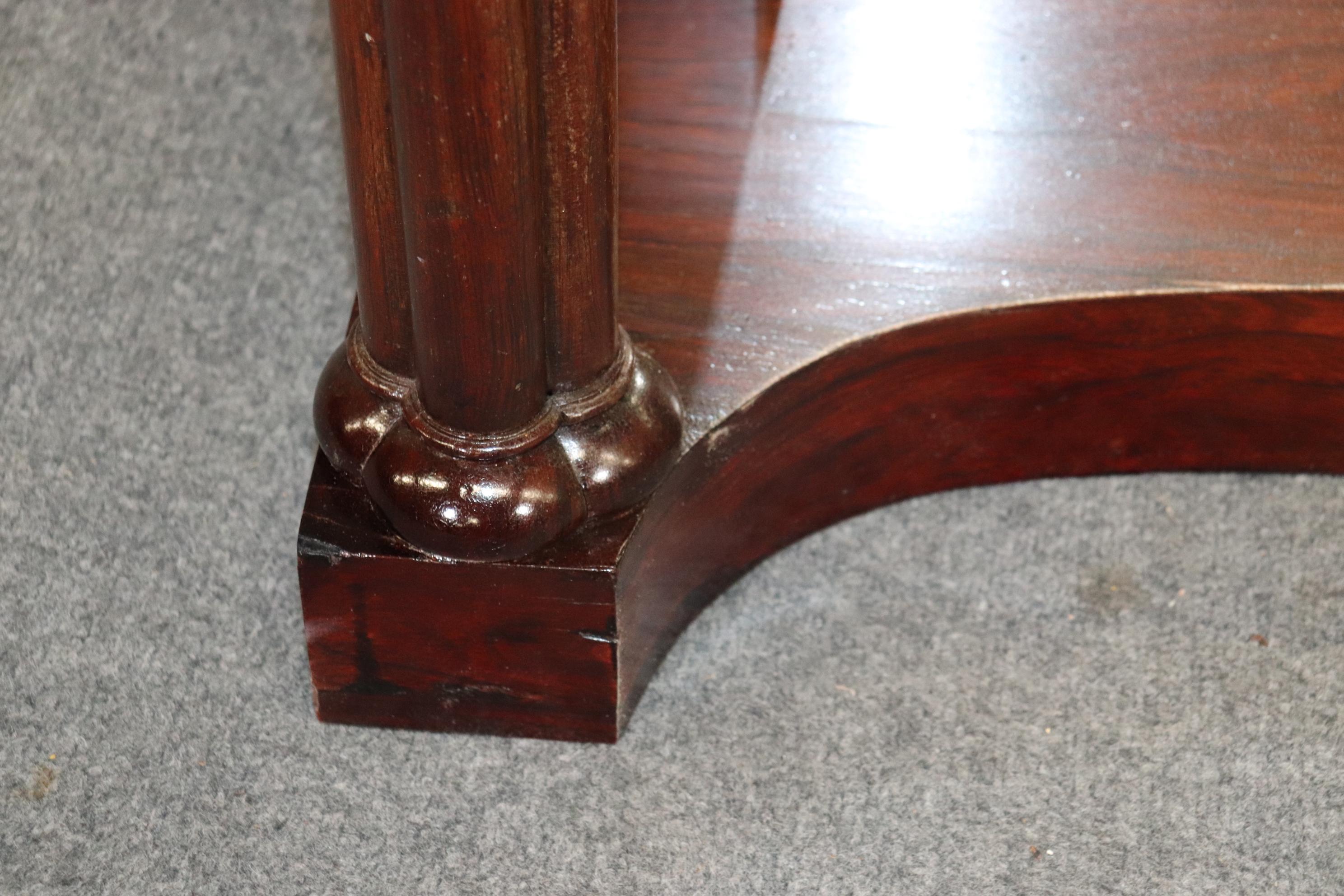 French Regency Banded Rosewood and Mirror Back Console Table, circa 1860 7