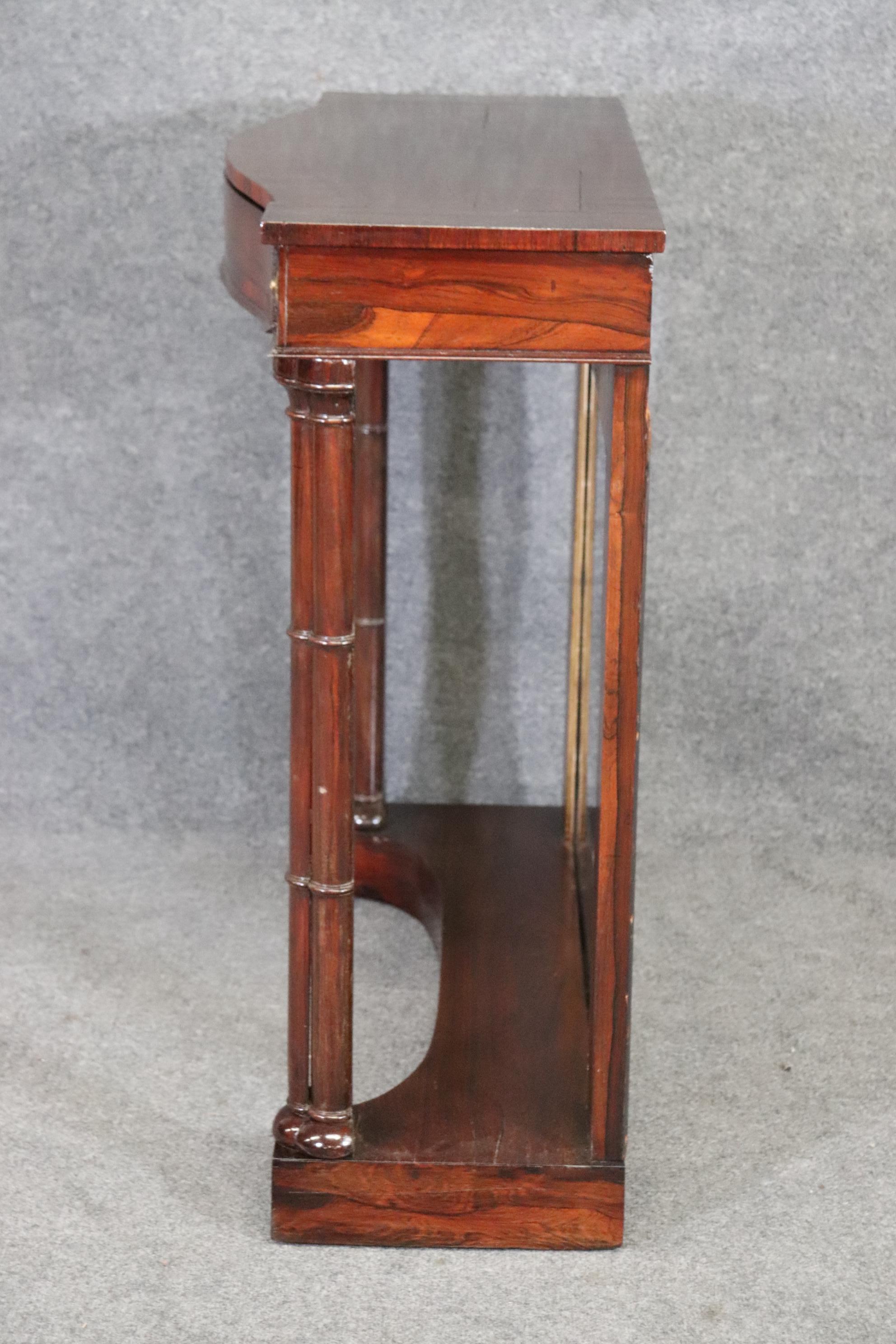 French Regency Banded Rosewood and Mirror Back Console Table, circa 1860 1
