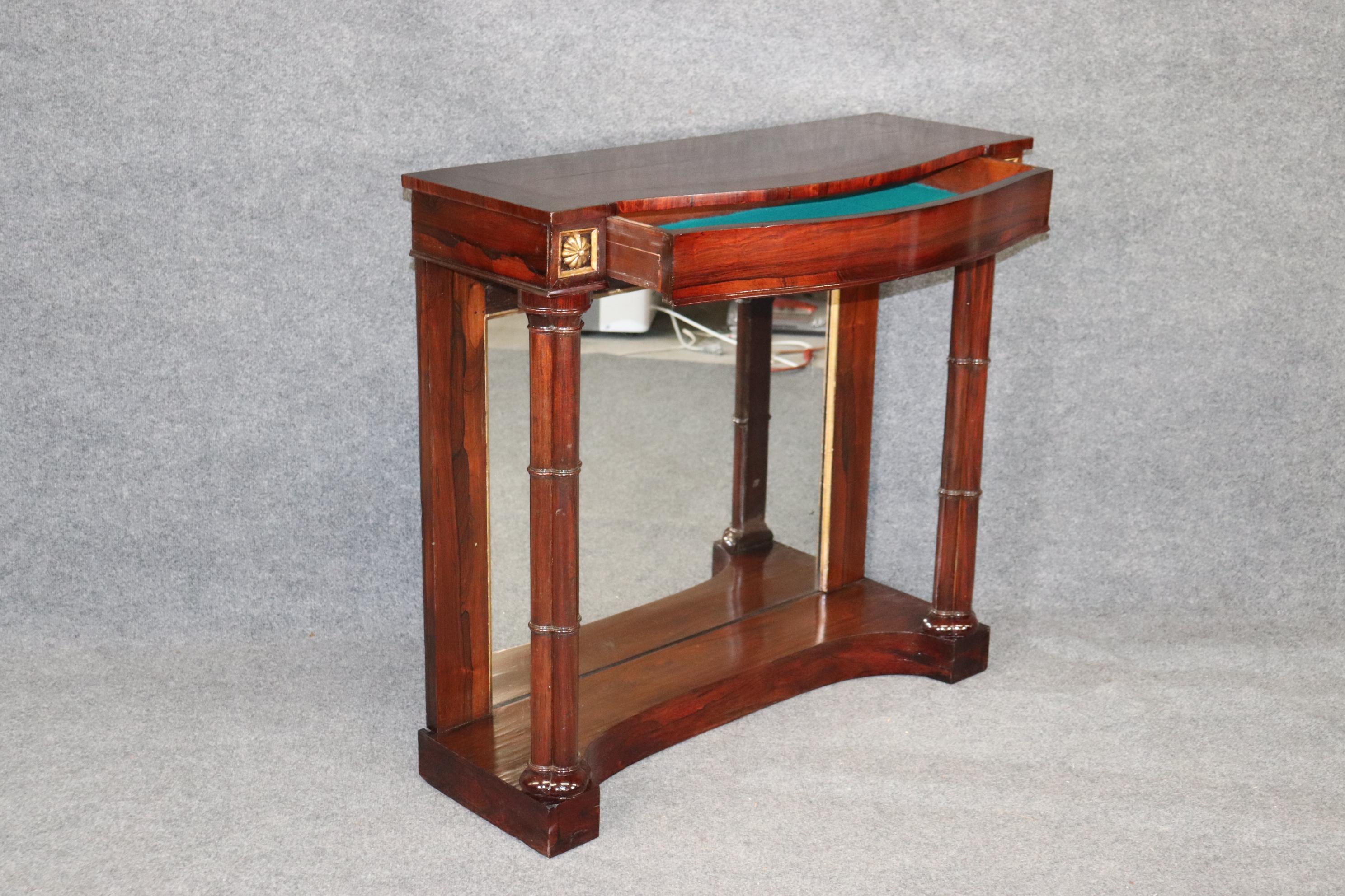 French Regency Banded Rosewood and Mirror Back Console Table, circa 1860 4