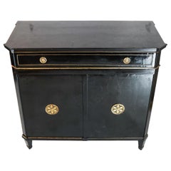 French Regency Black Cabinet with Brass Details