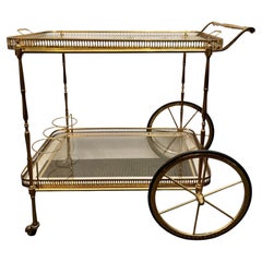 French Regency Brass and Glass Bar Trolley