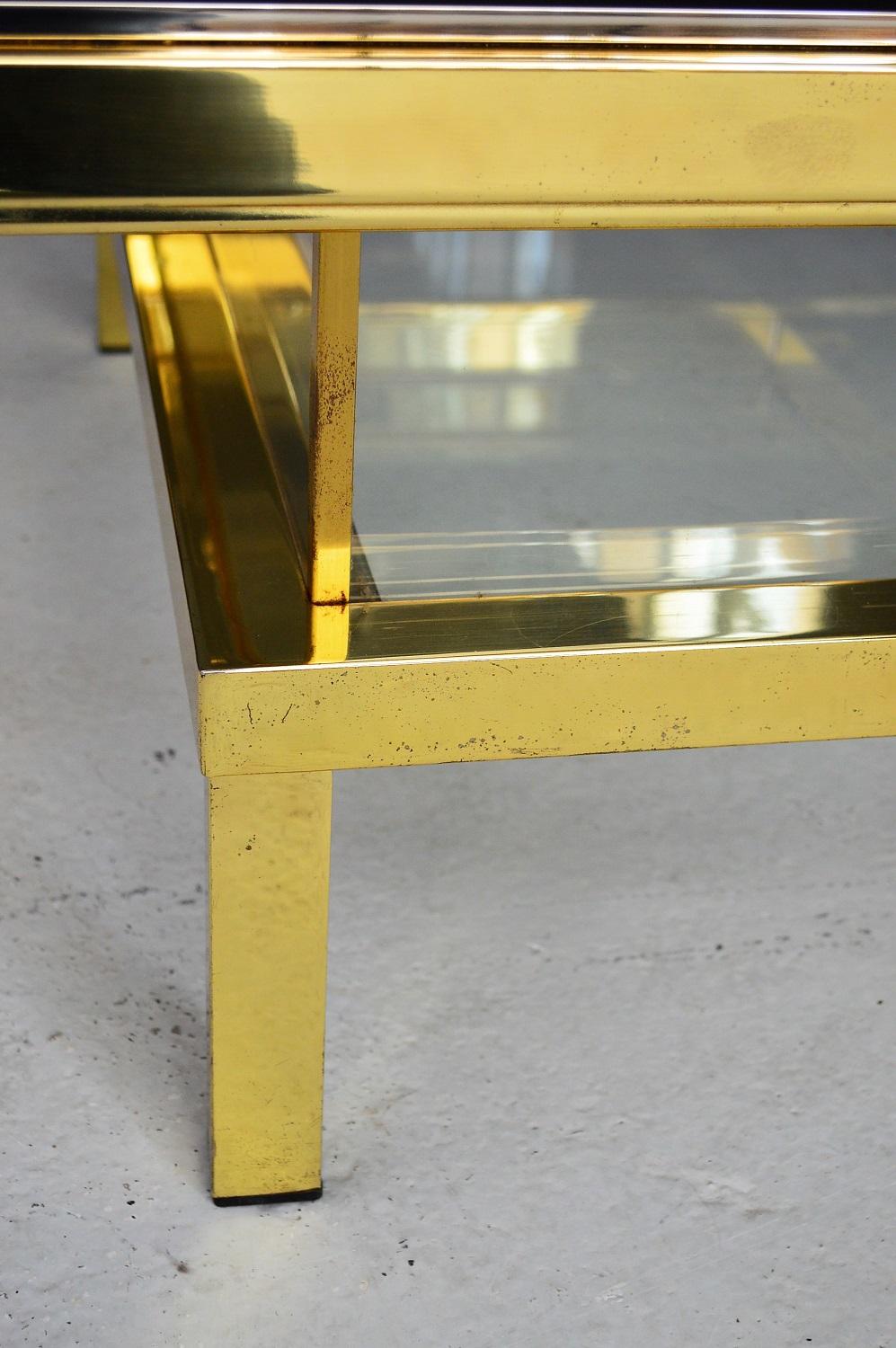 French Regency Brass Coffee Table with Slide-On Showcase by Maison Jansen, 1970s 2
