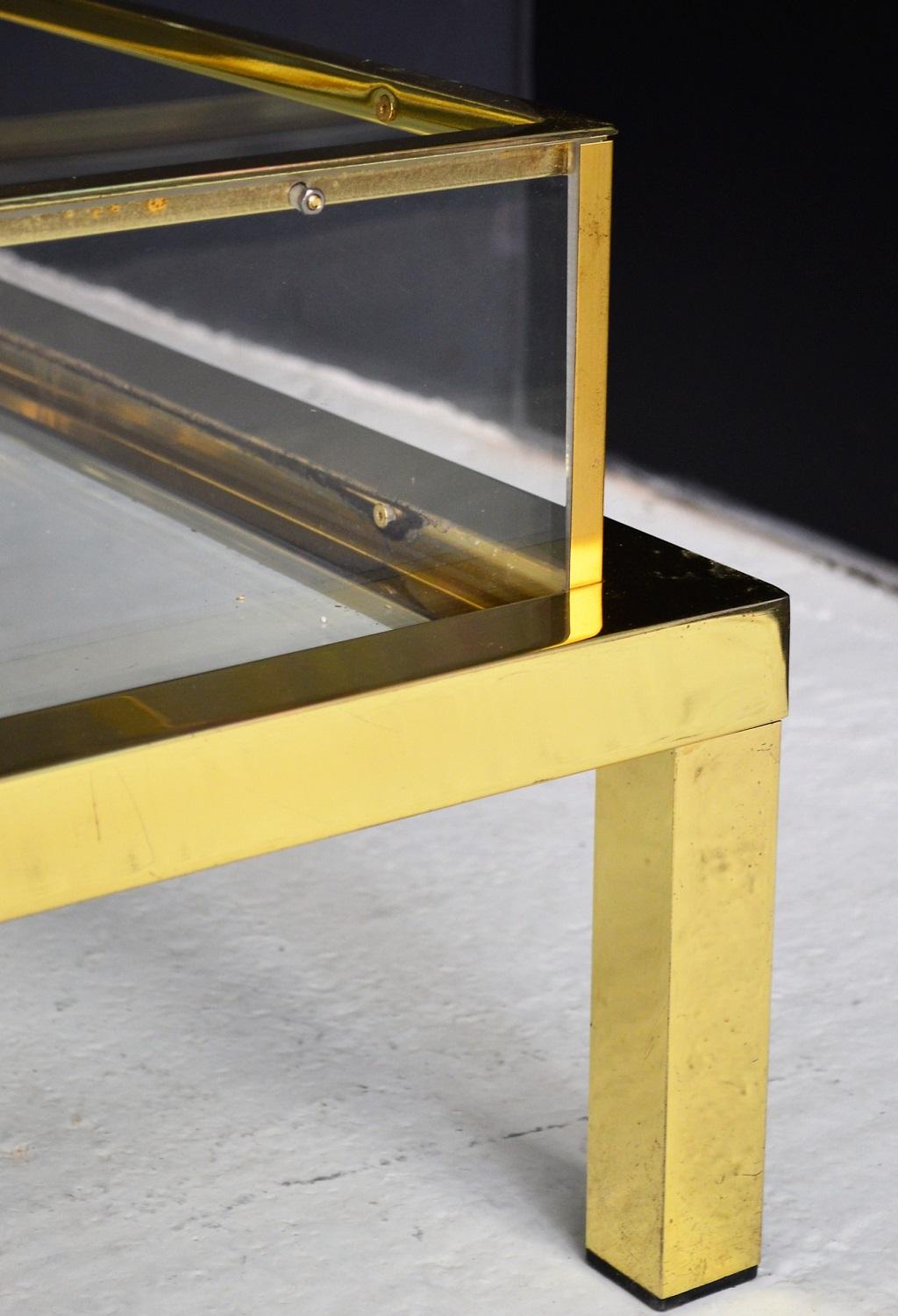 French Regency Brass Coffee Table with Slide-On Showcase by Maison Jansen, 1970s 3