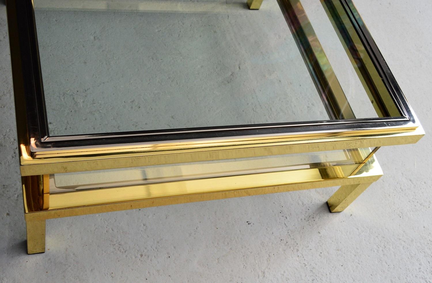 French Regency Brass Coffee Table with Slide-On Showcase by Maison Jansen, 1970s 6