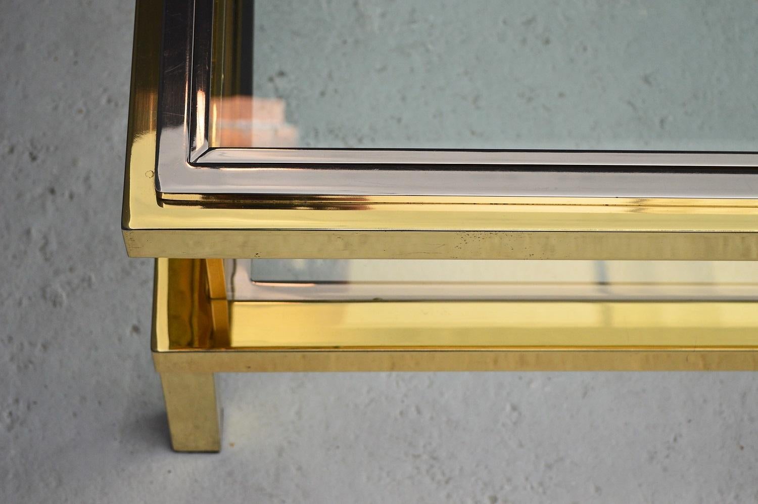 20th Century French Regency Brass Coffee Table with Slide-On Showcase by Maison Jansen, 1970s