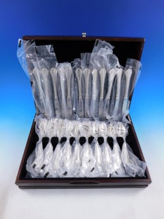 Set di posate in argento sterling French Regency by Wallace 12 servizi 48 pezzi &New