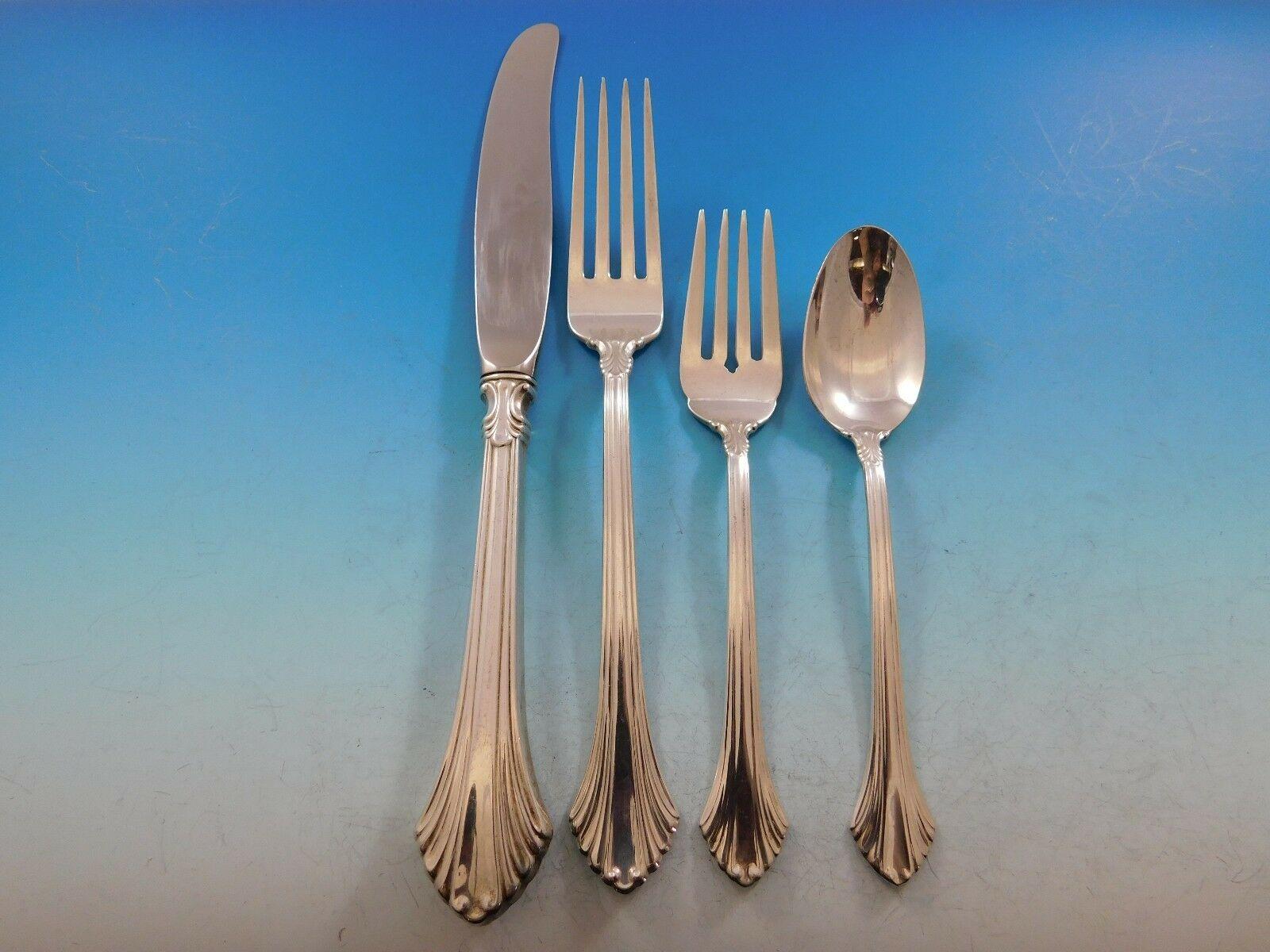 French Regency by Wallace Sterling Silver Flatware Set Dinner Service 53 Pieces In Excellent Condition In Big Bend, WI