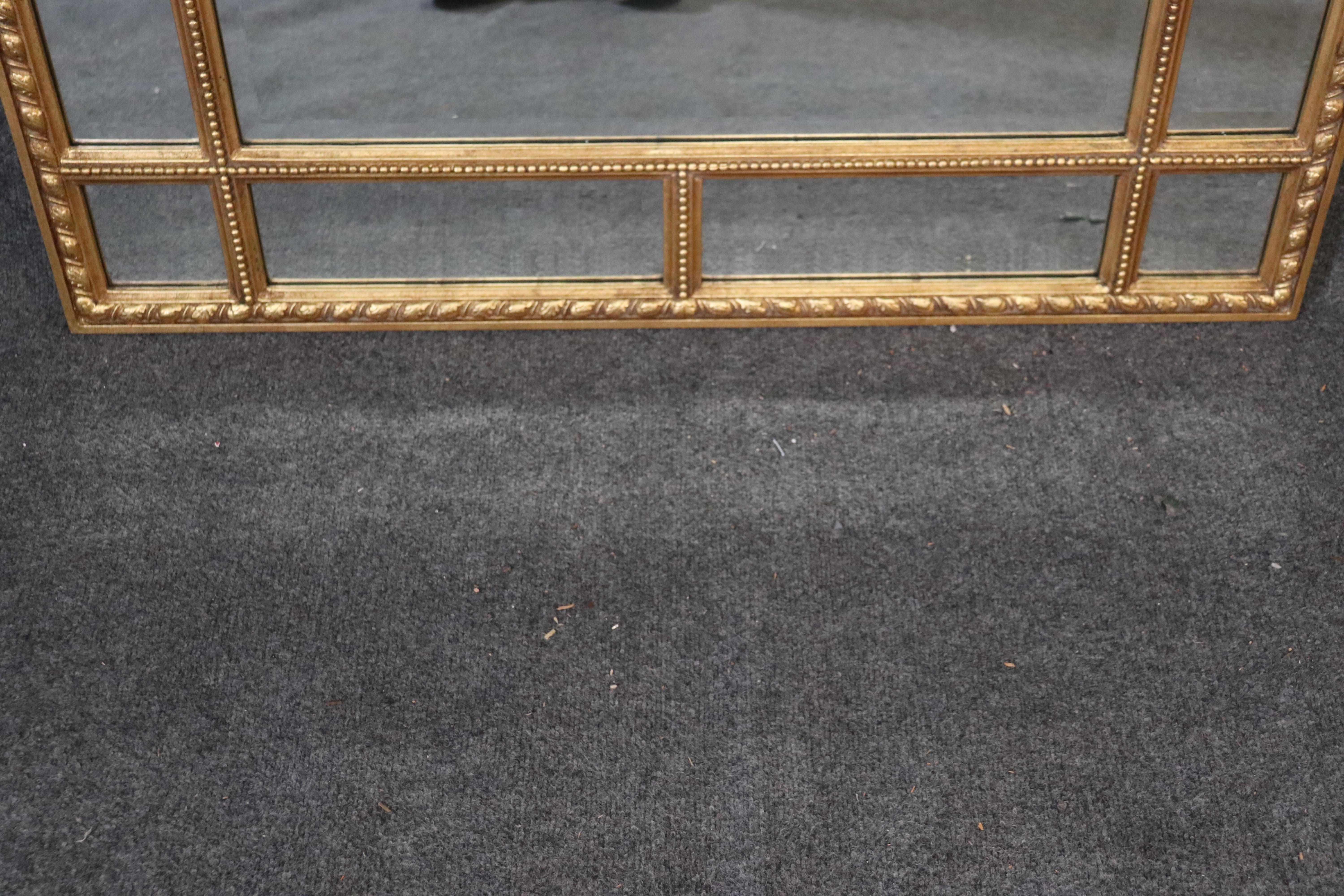 French Regency Carved Gilded Beveled Glass Mantle Buffet Mirror Decorative Arts In Good Condition In Swedesboro, NJ
