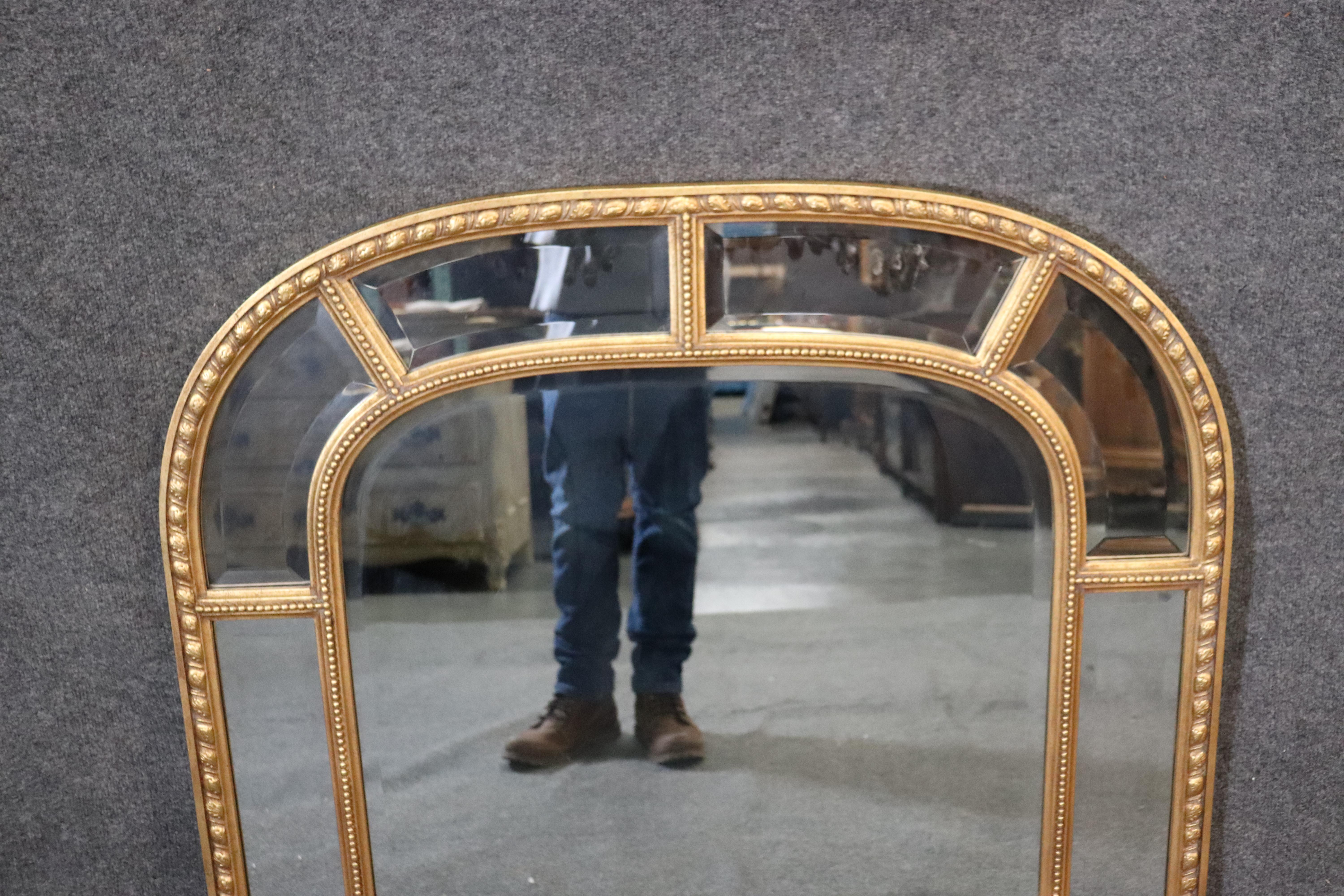 Mid-20th Century French Regency Carved Gilded Beveled Glass Mantle Buffet Mirror Decorative Arts