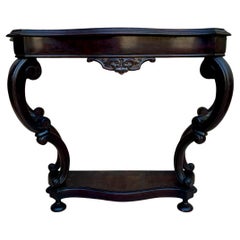 French Regency Console Table in Carved Walnut