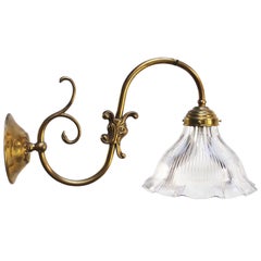 French Regency Cut Glass Brass Sconce Wall Lamp