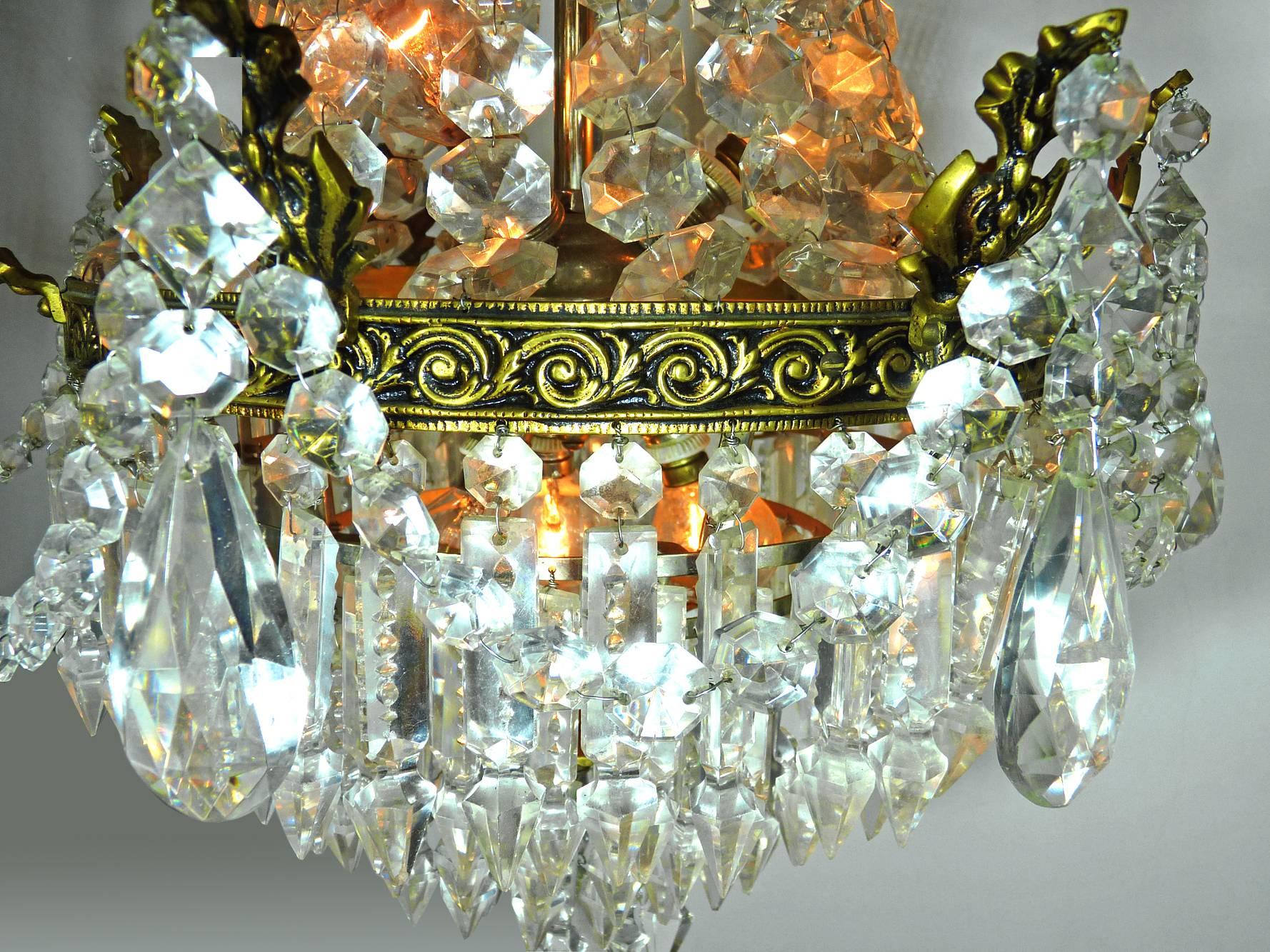 French Regency Empire Gilt Bronze and Cut Crystal Hollywood Regency Chandelier 3