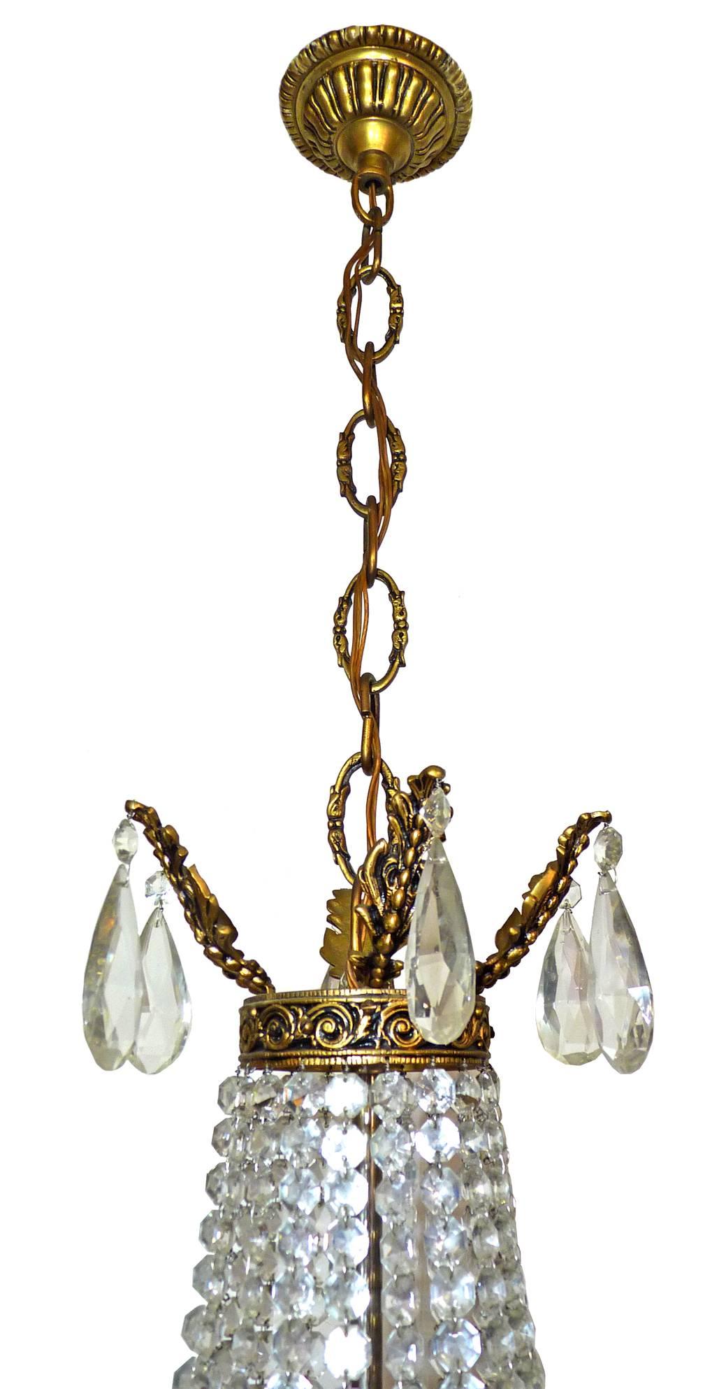 French Regency Empire Gilt Bronze and Cut Crystal Hollywood Regency Chandelier 4