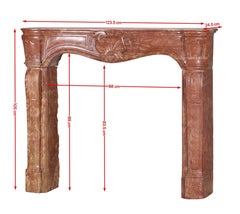 French Regency Fireplace Mantel in Warm Red Marble Stone for Small Room