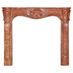 French Regency Fireplace Mantel in Warm Red Marble Stone for Small Room