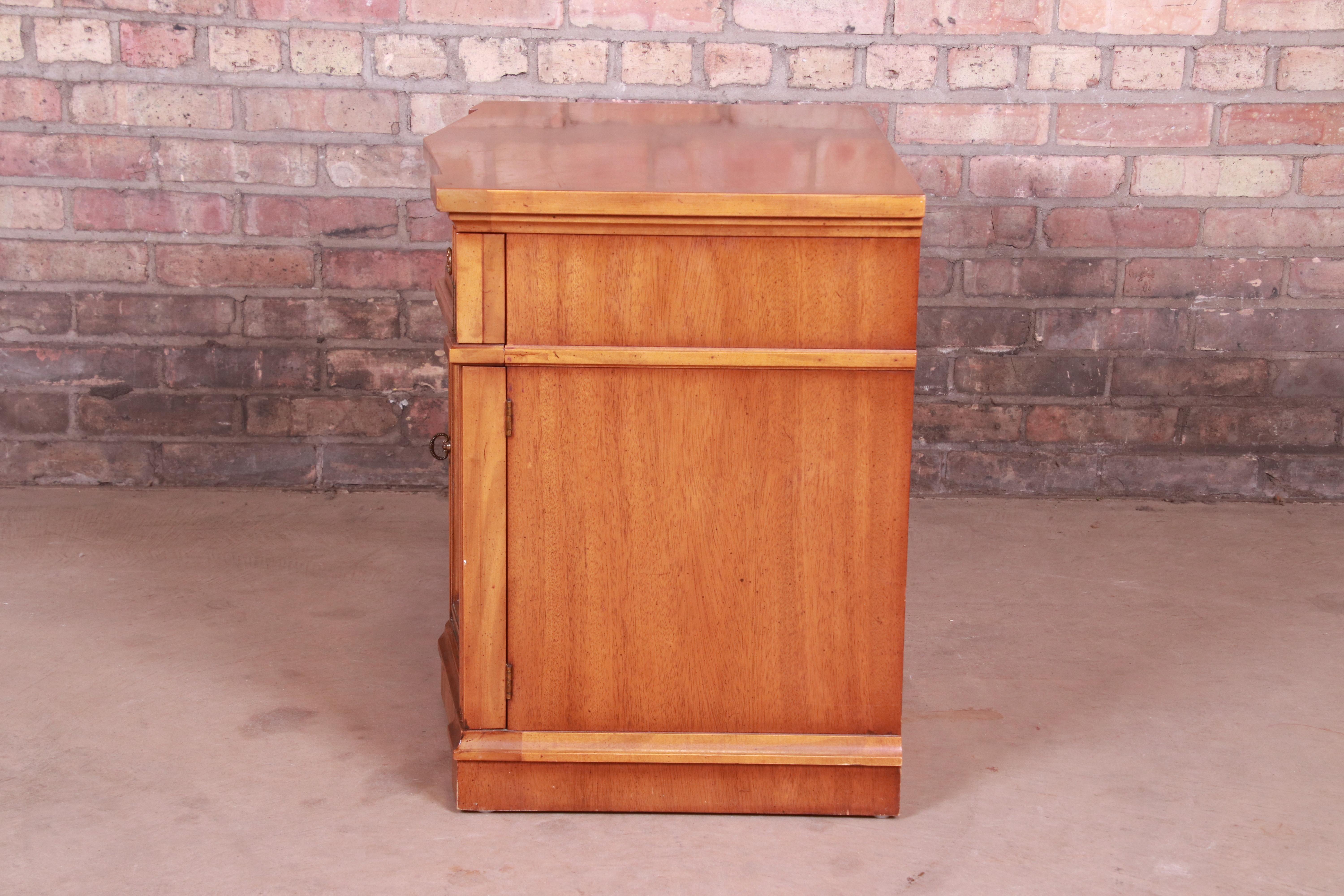 French Regency Flame Mahogany Nightstand by J.L. Metz, 1960s 5