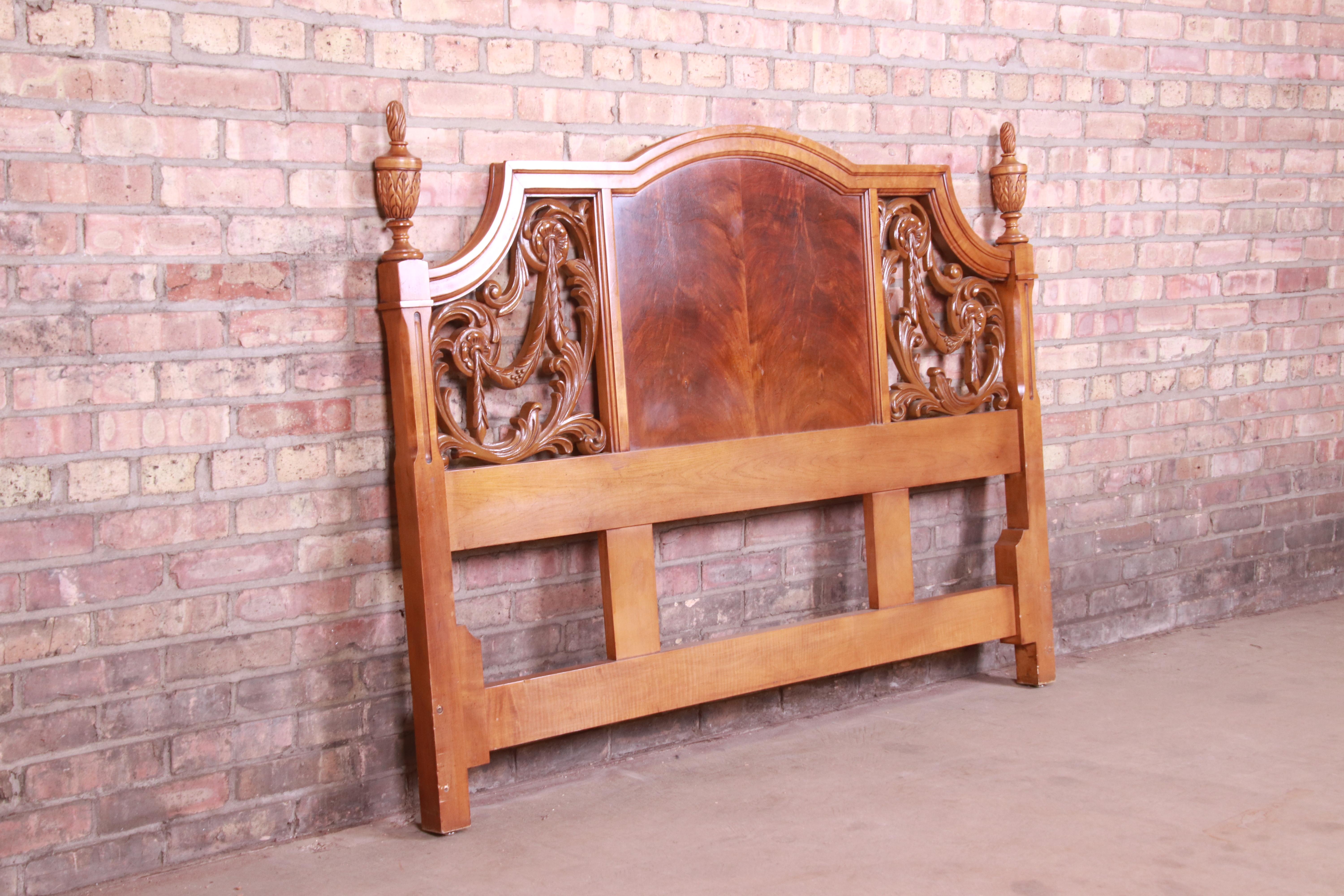 Mid-20th Century French Regency Flame Mahogany Queen Size Headboard by Metz, 1960s