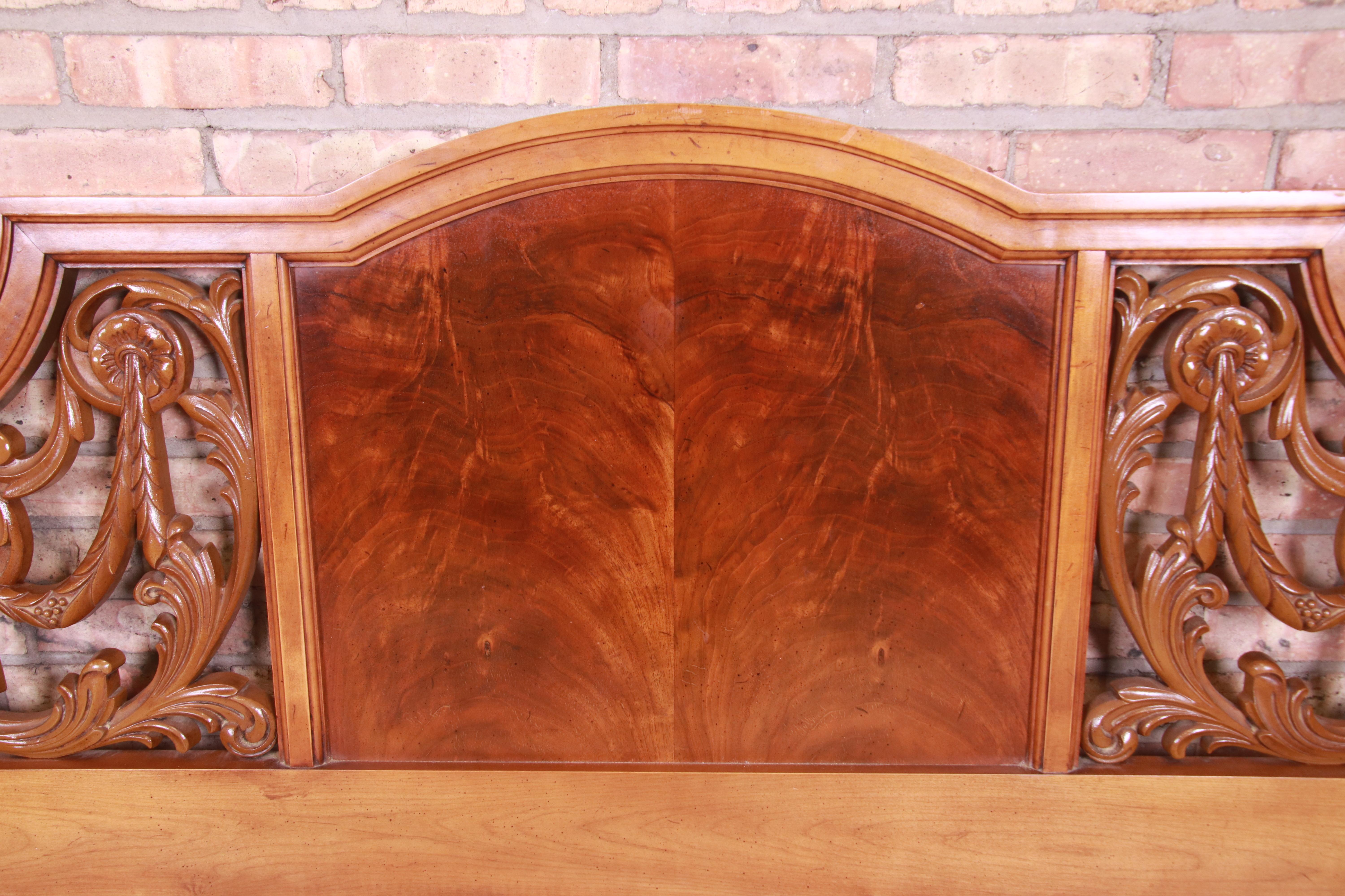 French Regency Flame Mahogany Queen Size Headboard by Metz, 1960s 1