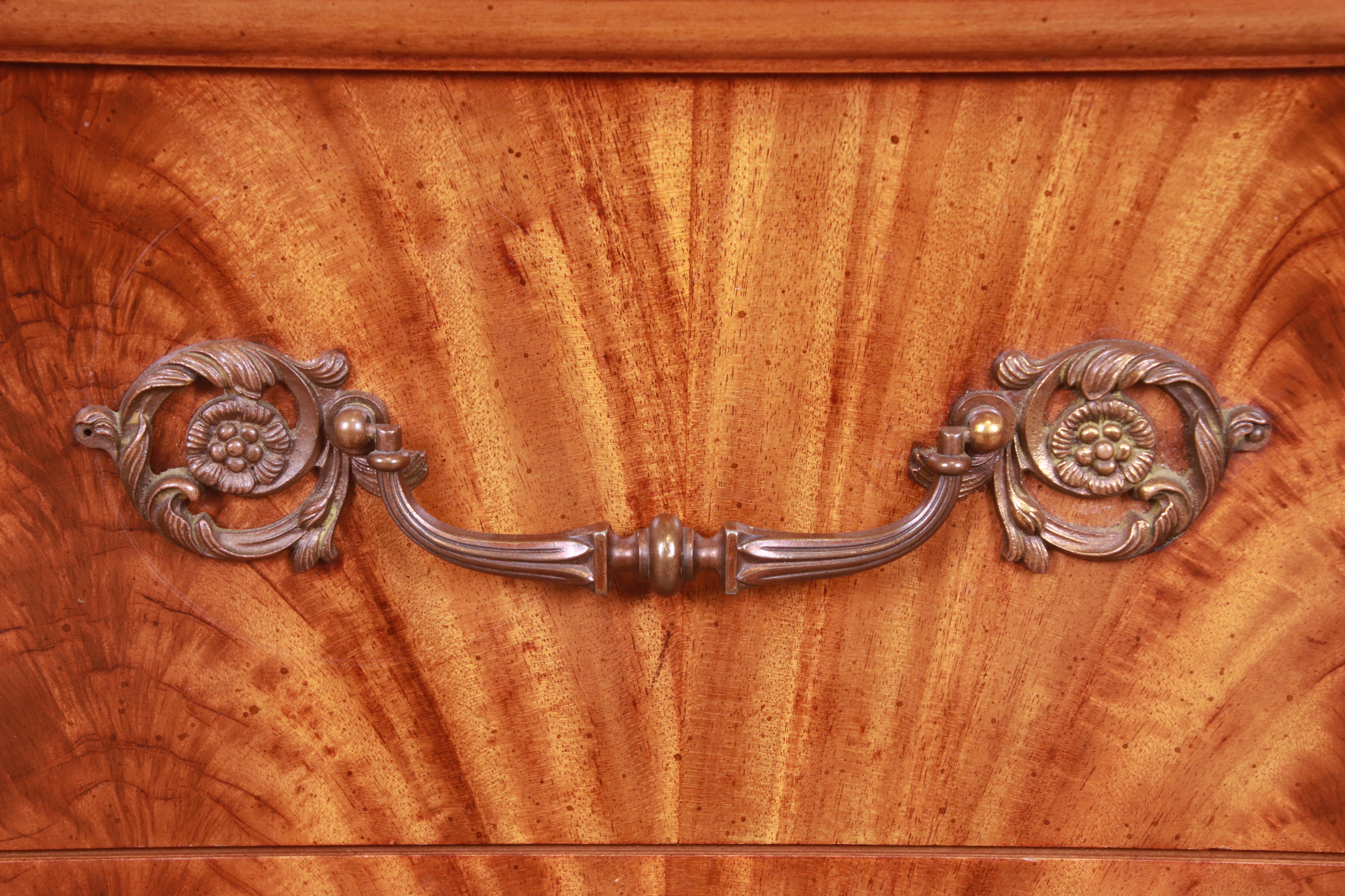 French Regency Flame Mahogany Triple Dresser or Credenza by Metz, 1960s 7