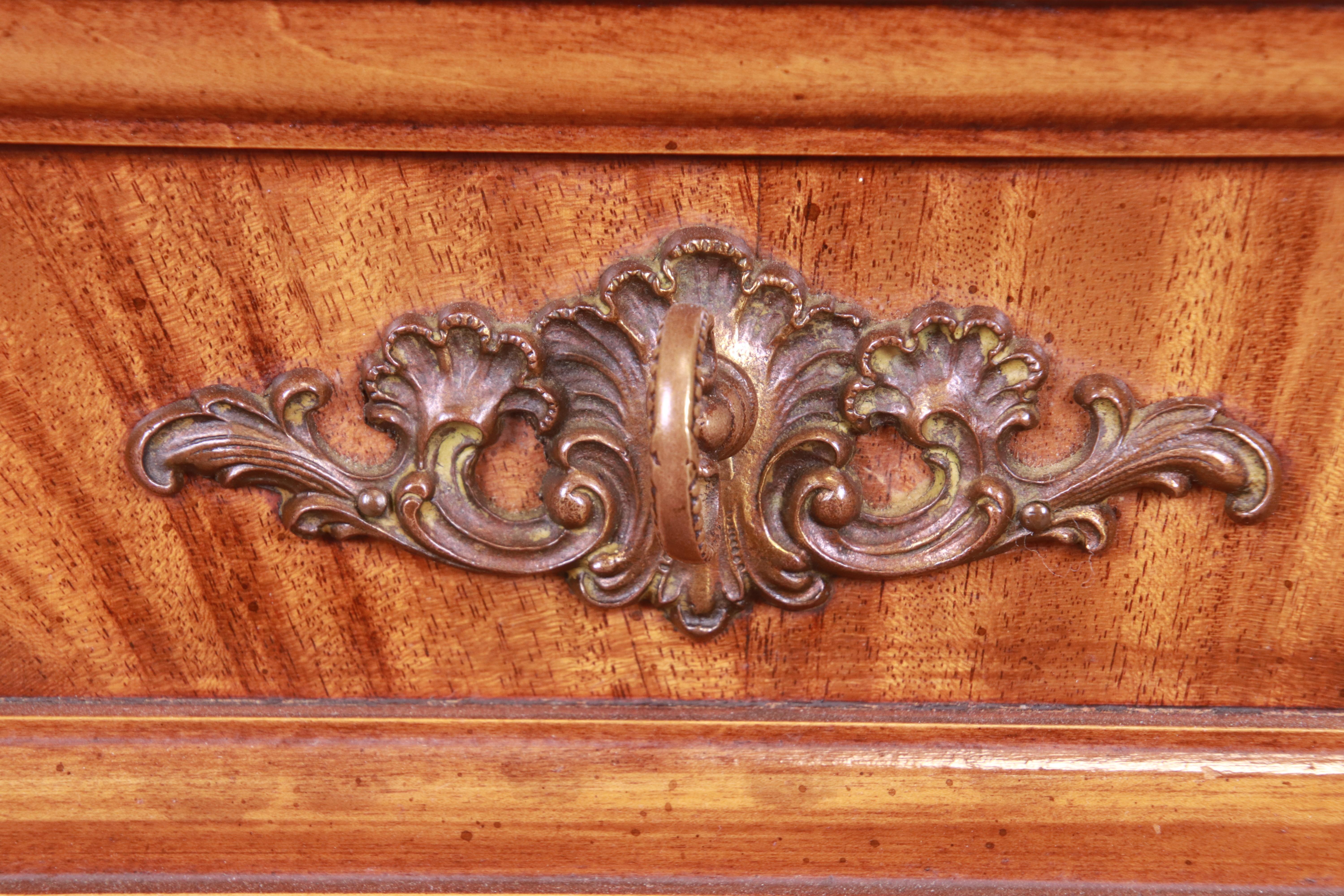 French Regency Flame Mahogany Triple Dresser or Credenza by Metz, 1960s 8