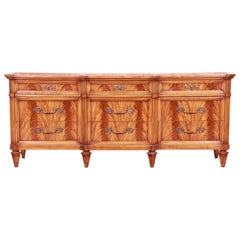 French Regency Flame Mahogany Triple Dresser or Credenza by Metz, 1960s