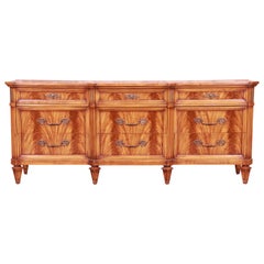 Vintage French Regency Flame Mahogany Triple Dresser or Credenza by Metz, 1960s