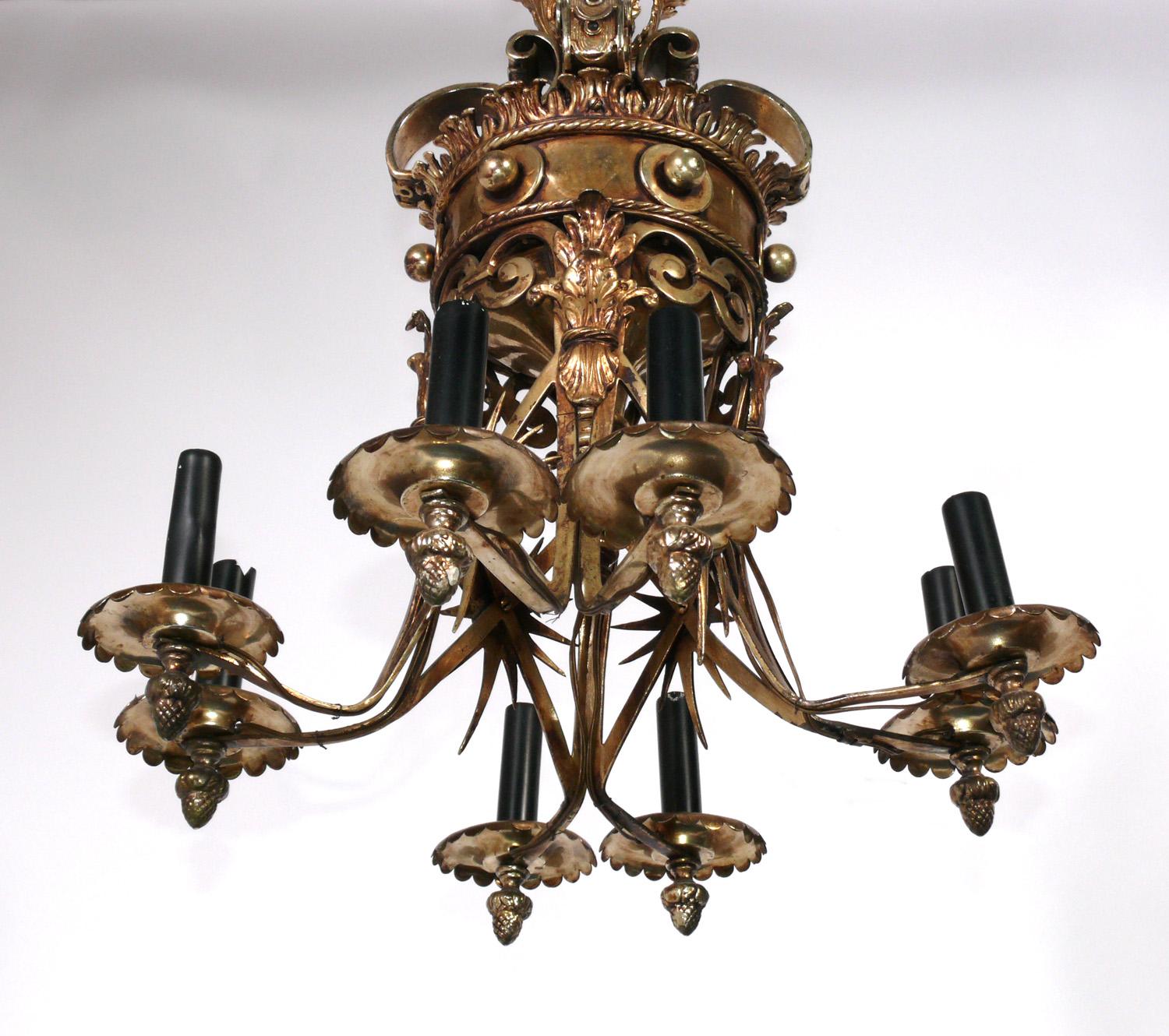 French Regency Gilt Chandelier or Pendant Lamp  In Good Condition For Sale In Atlanta, GA