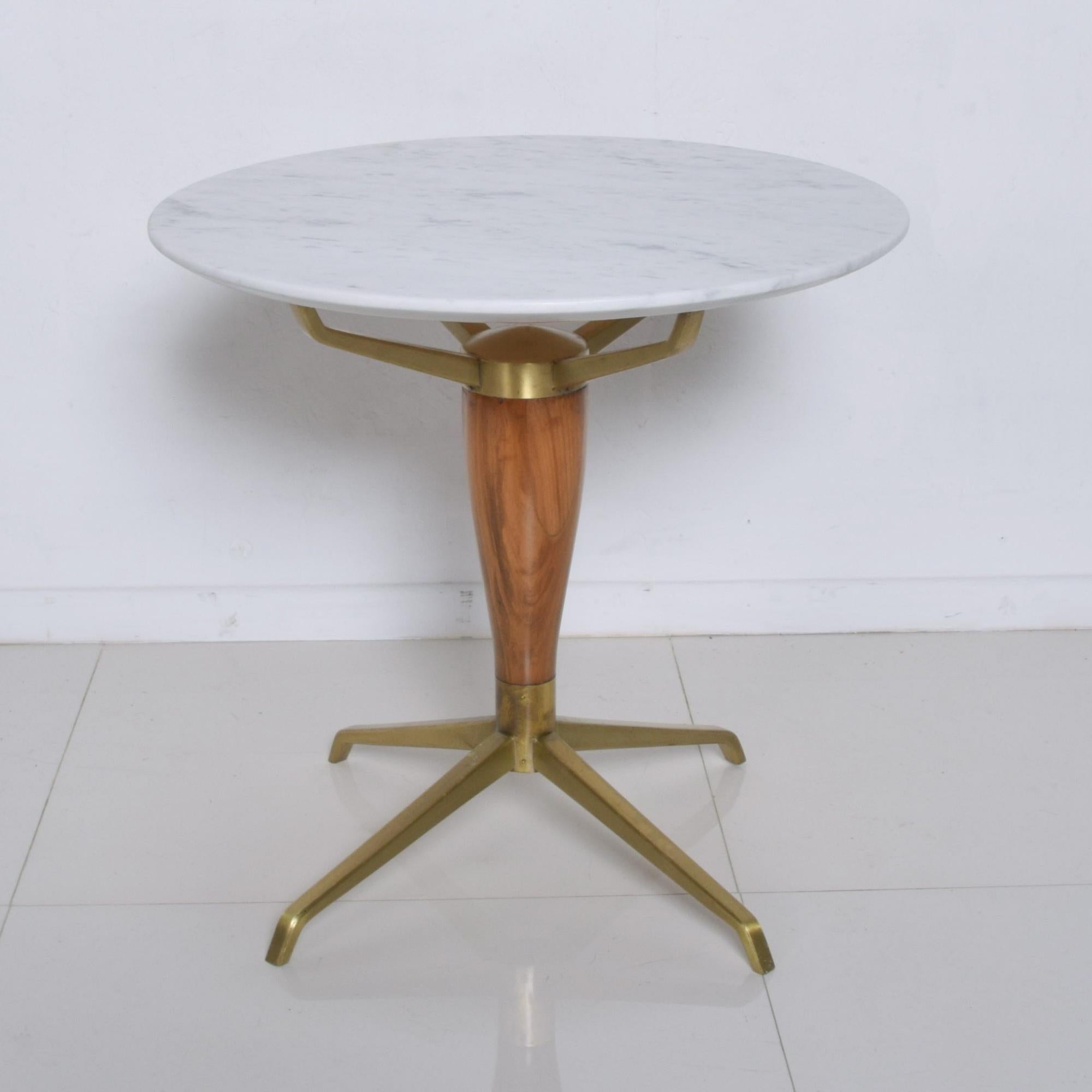 Mid-20th Century French Regency Gueridon Side Table Cedar Carrera Marble & Brass Arturo Pani 1950