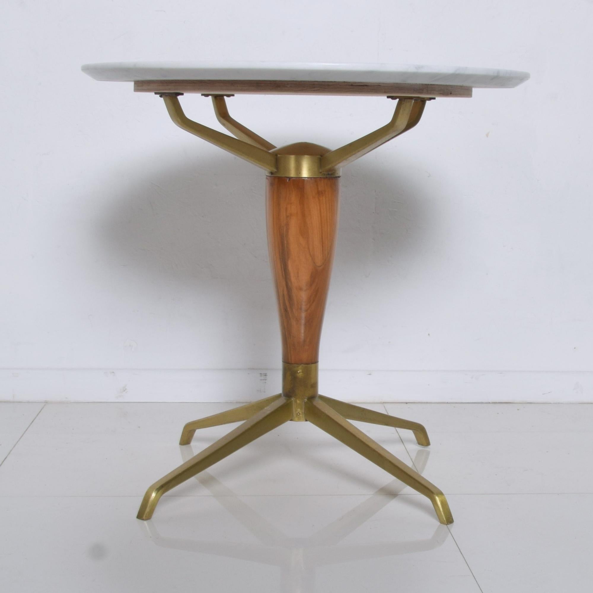 French Regency Gueridon Side Table Cedar Carrera Marble & Brass Arturo Pani 1950 1