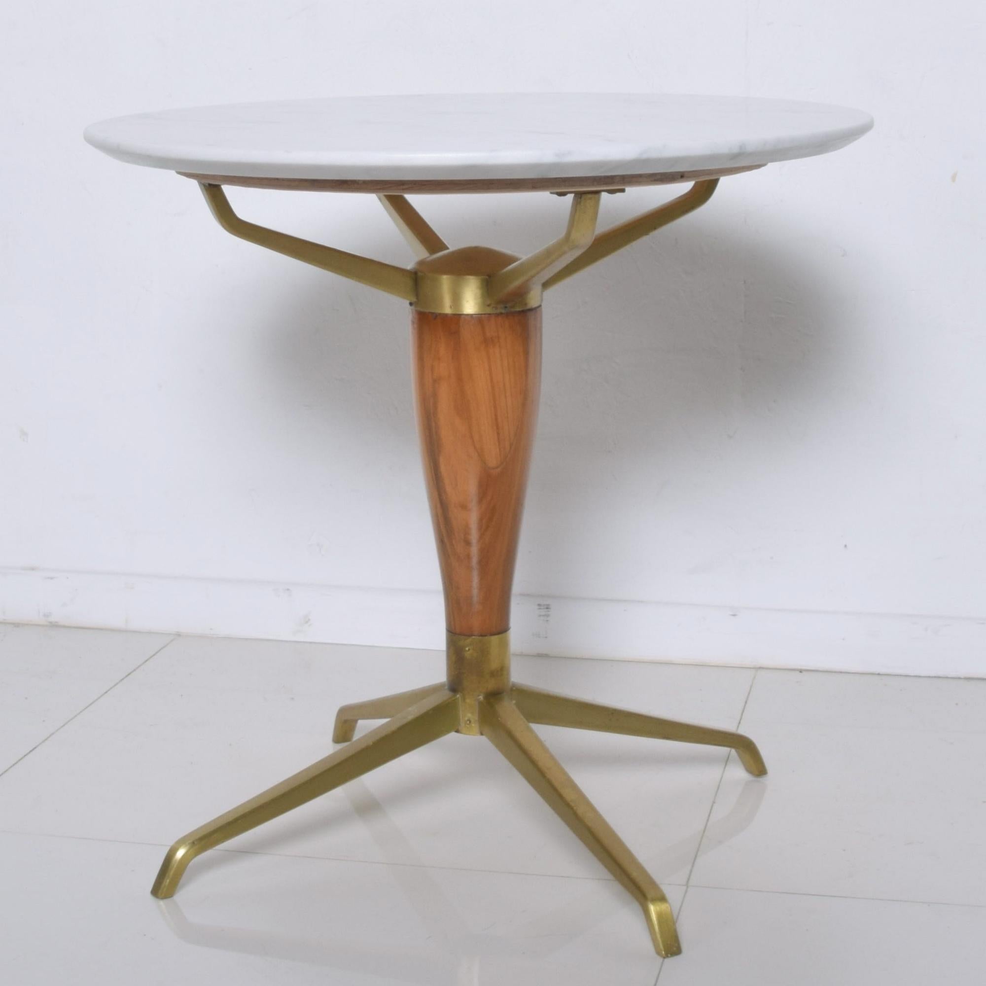 French Regency Gueridon Side Table Cedar Carrera Marble & Brass Arturo Pani 1950 2