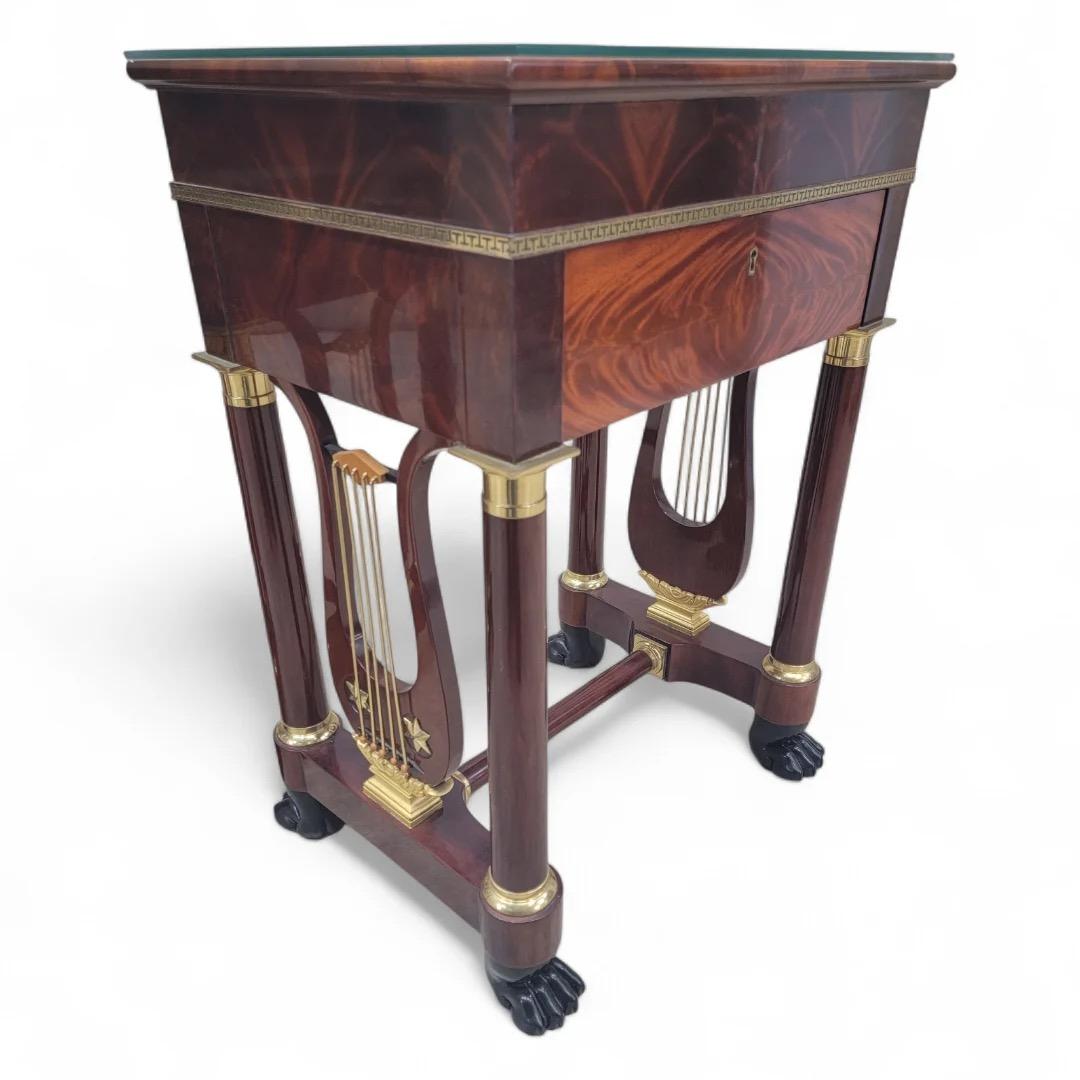French Regency Kindel Charles-Honore Lannuier Flamed Mahogany Side Tables, Pair 1