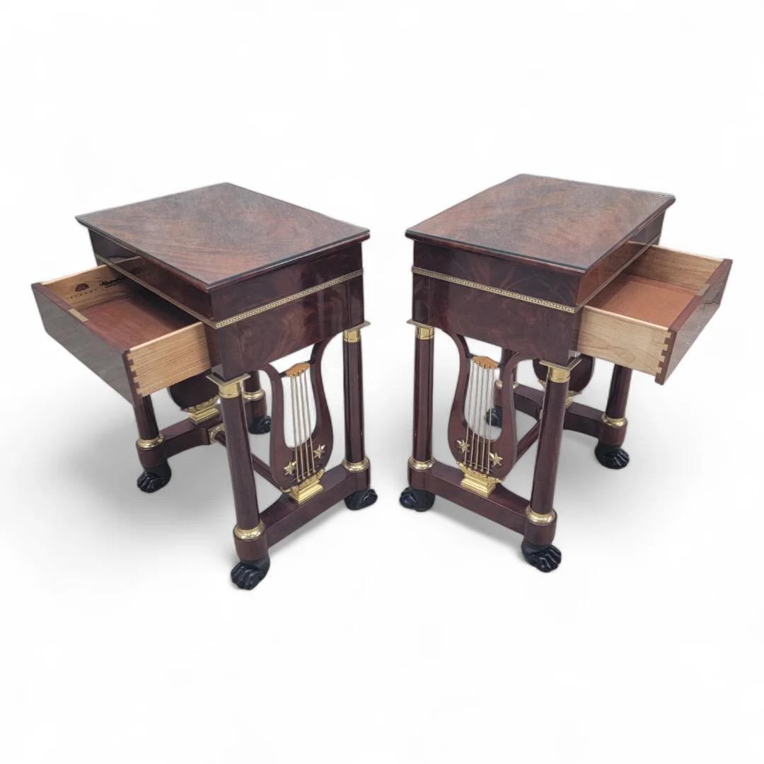 French Regency Kindel Charles-Honore Lannuier Flamed Mahogany Side Tables, Pair 2