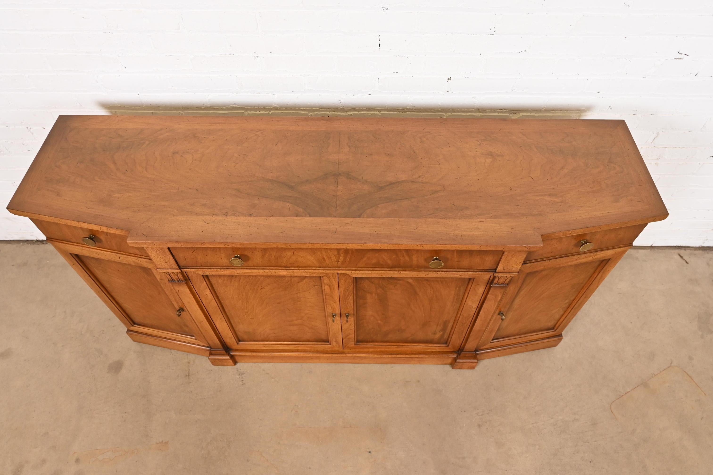 French Regency Louis XVI Burled Walnut Sideboard Credenza or Bar Cabinet 4