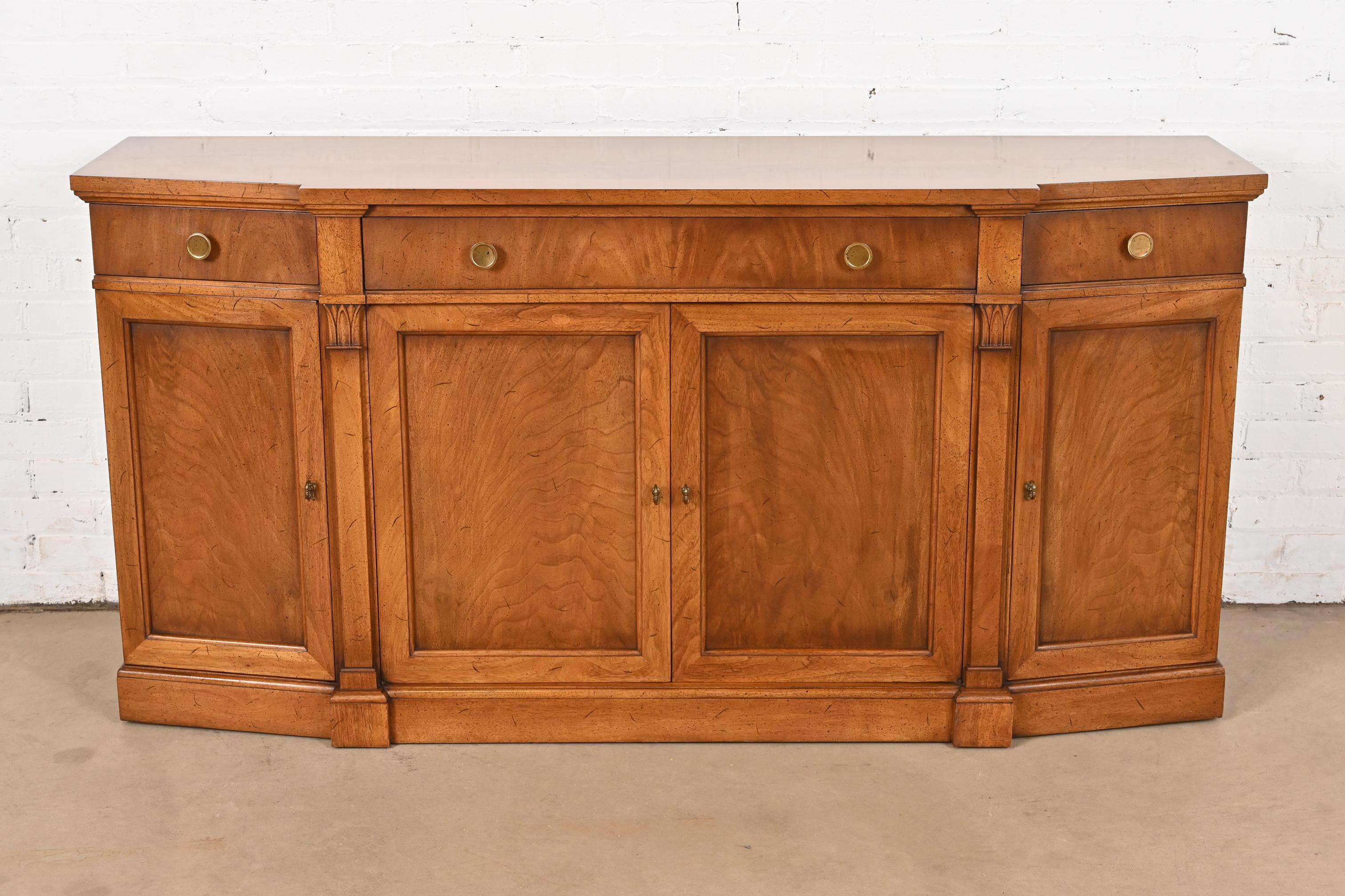 American French Regency Louis XVI Burled Walnut Sideboard Credenza or Bar Cabinet