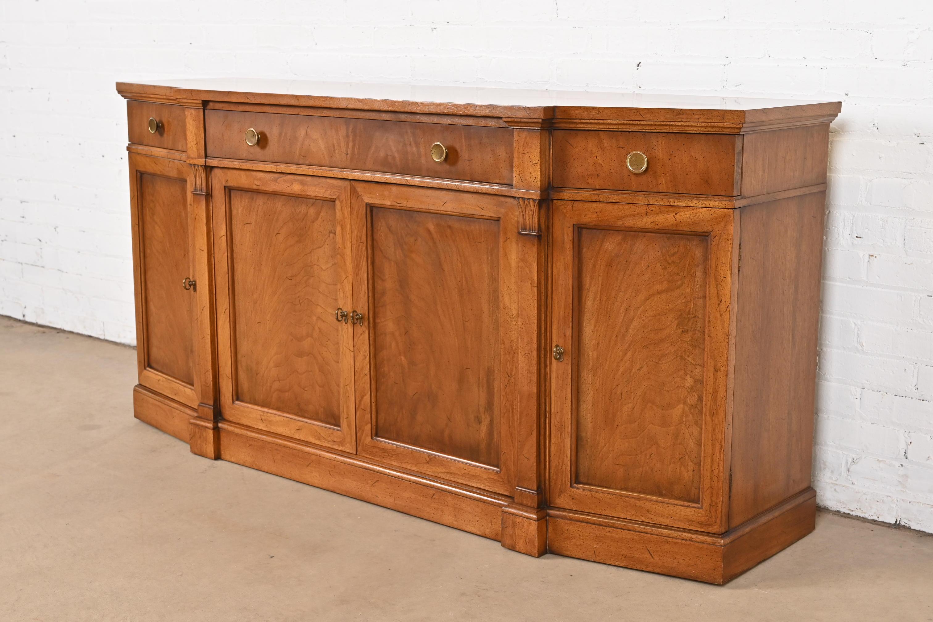 French Regency Louis XVI Burled Walnut Sideboard Credenza or Bar Cabinet In Good Condition In South Bend, IN