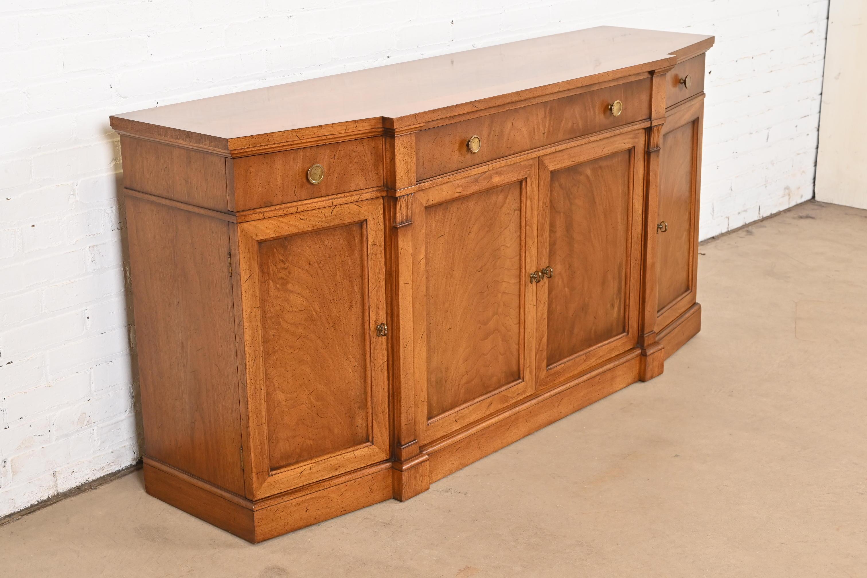 Mid-20th Century French Regency Louis XVI Burled Walnut Sideboard Credenza or Bar Cabinet
