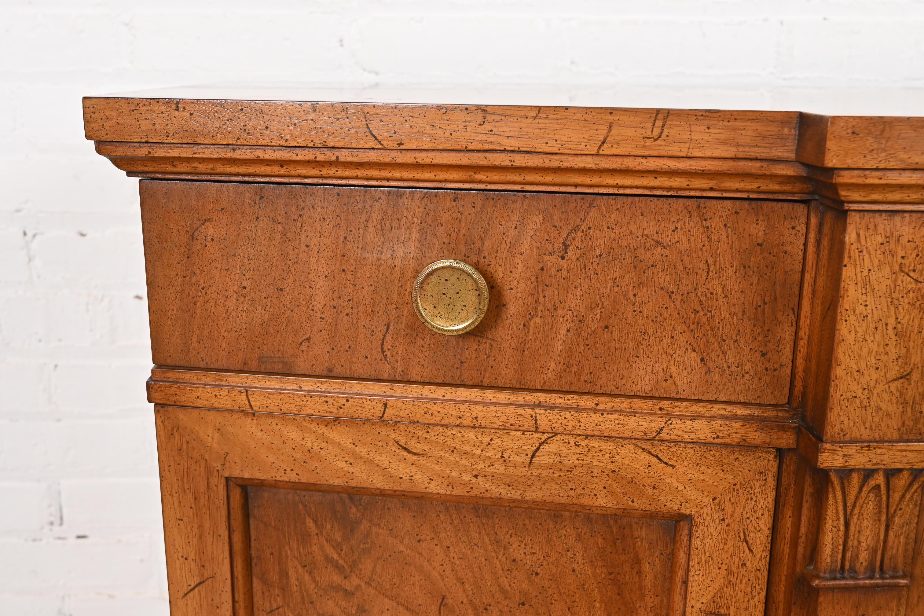 French Regency Louis XVI Burled Walnut Sideboard Credenza or Bar Cabinet 2