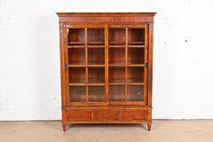 French Regency Louis XVI Carved Cherry Wood Lighted Bookcase or Display Cabinet