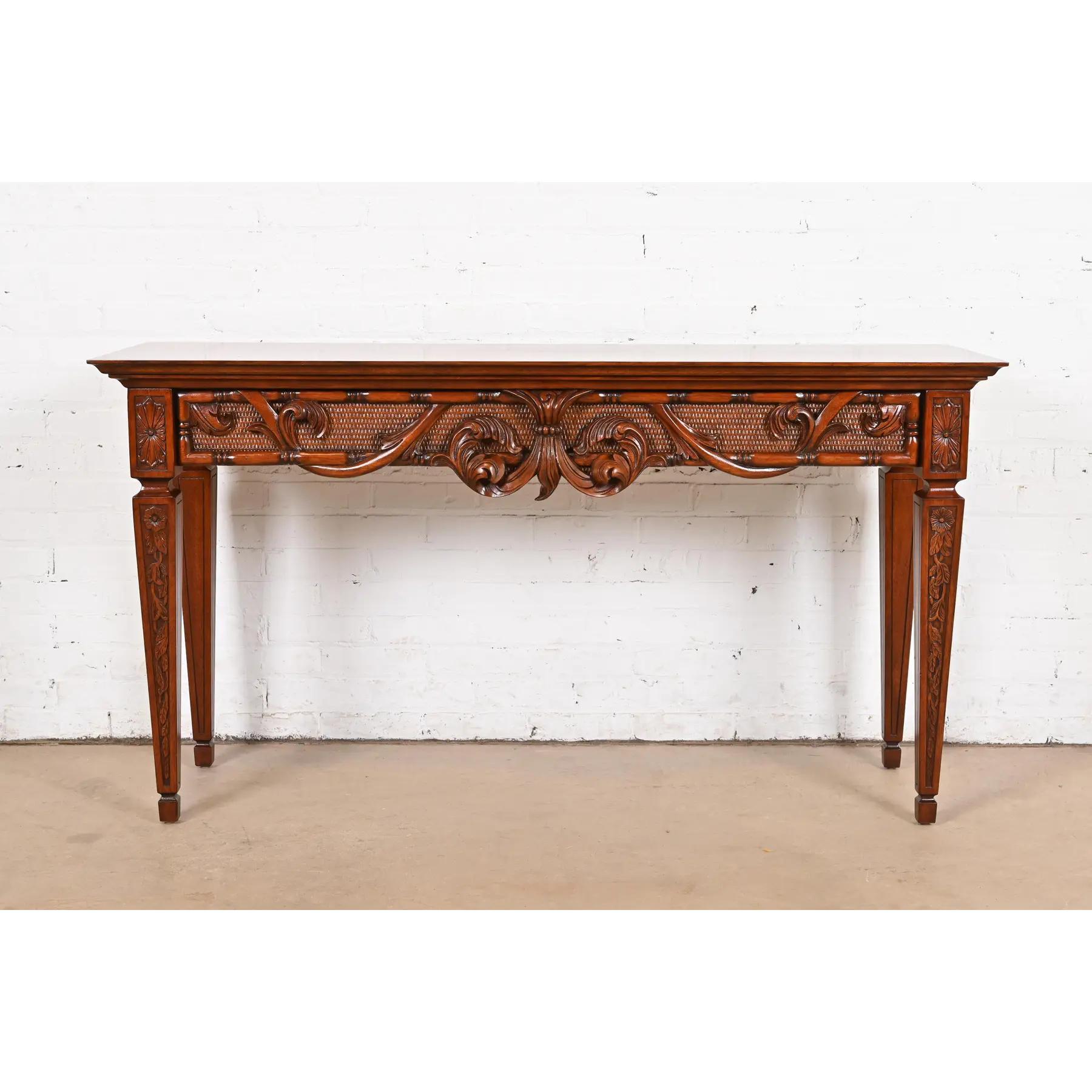 American French Regency Louis XVI Carved Mahogany Console Table or Server For Sale