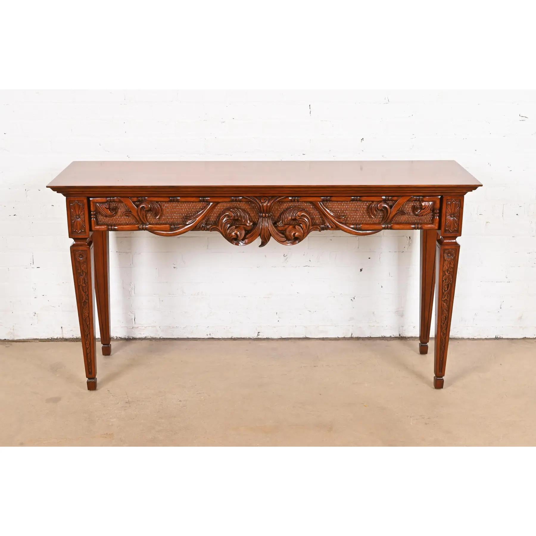 French Regency Louis XVI Carved Mahogany Console Table or Server In Good Condition For Sale In South Bend, IN