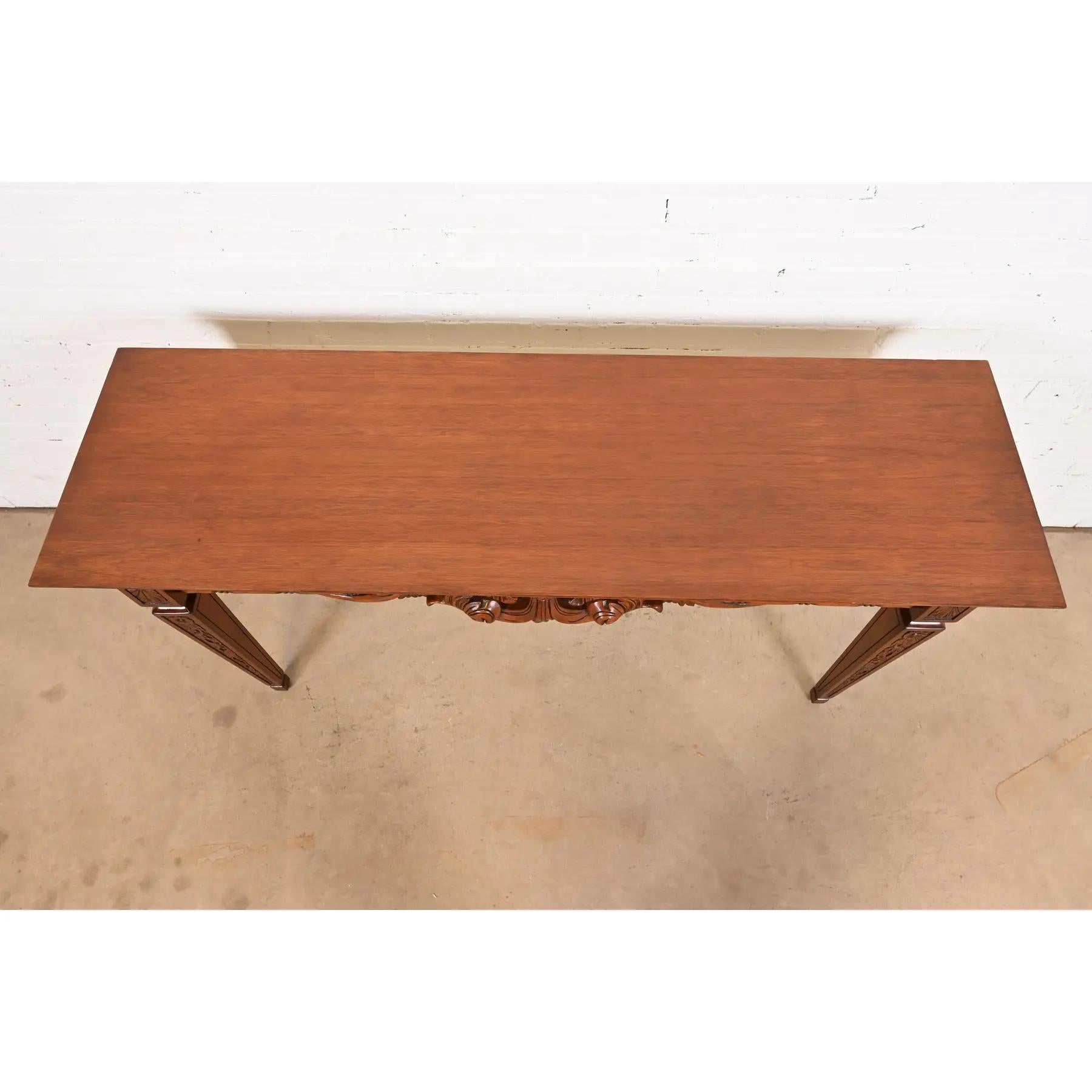 French Regency Louis XVI Carved Mahogany Console Table or Server For Sale 4